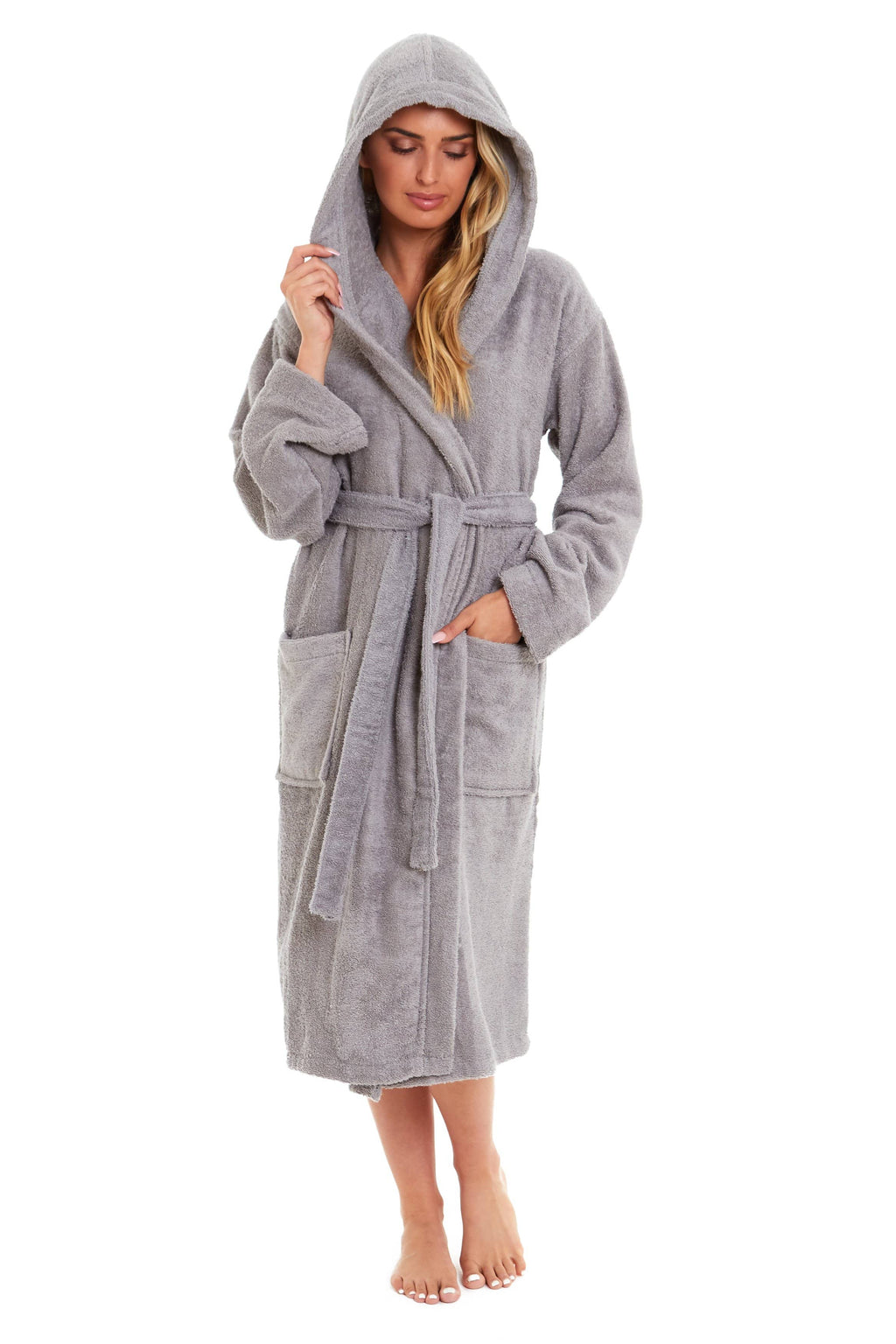 Daisy Dreamer Women's Bamboo Cotton Hooded Towelling Robe – Spa Bathrobe
