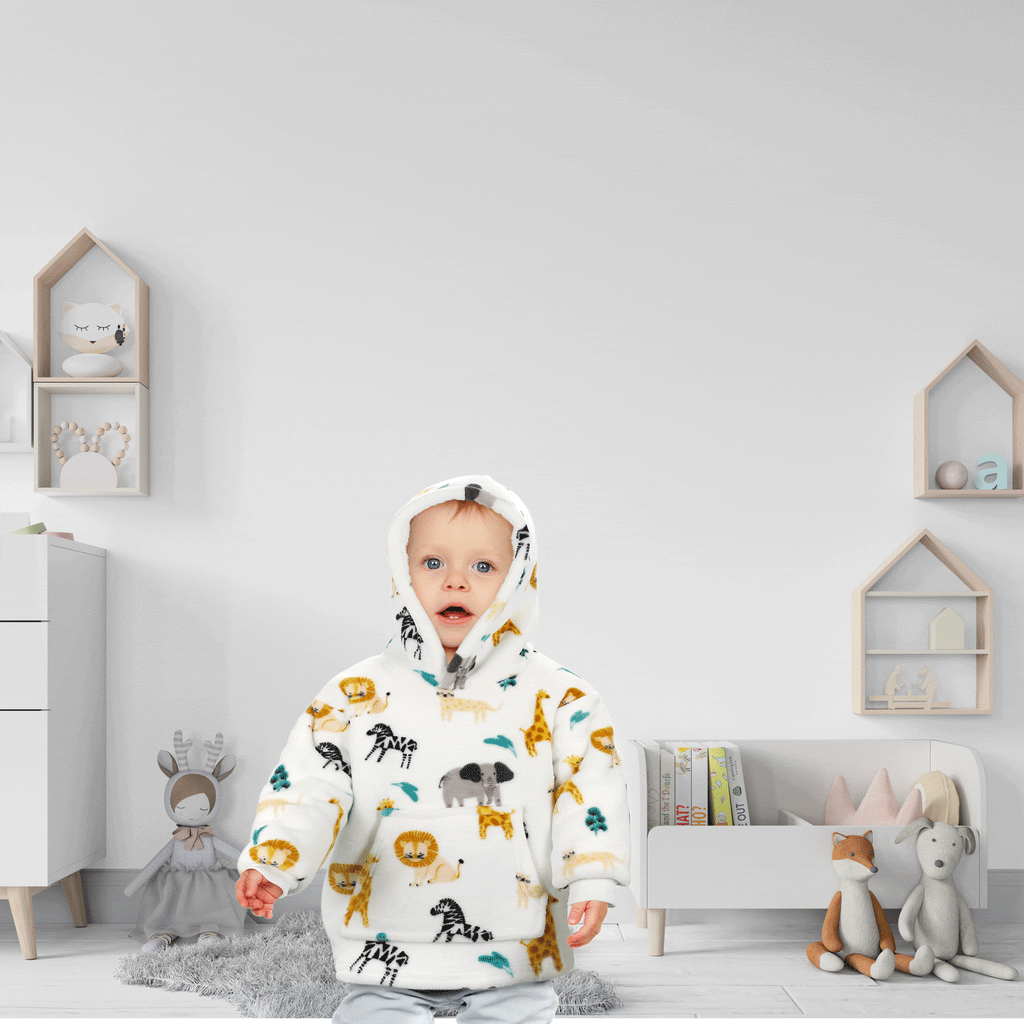 OLIVIA ROCCO Kids Hoodie Blanket – Safari Sloth Fleece Wearable Sweatshirt