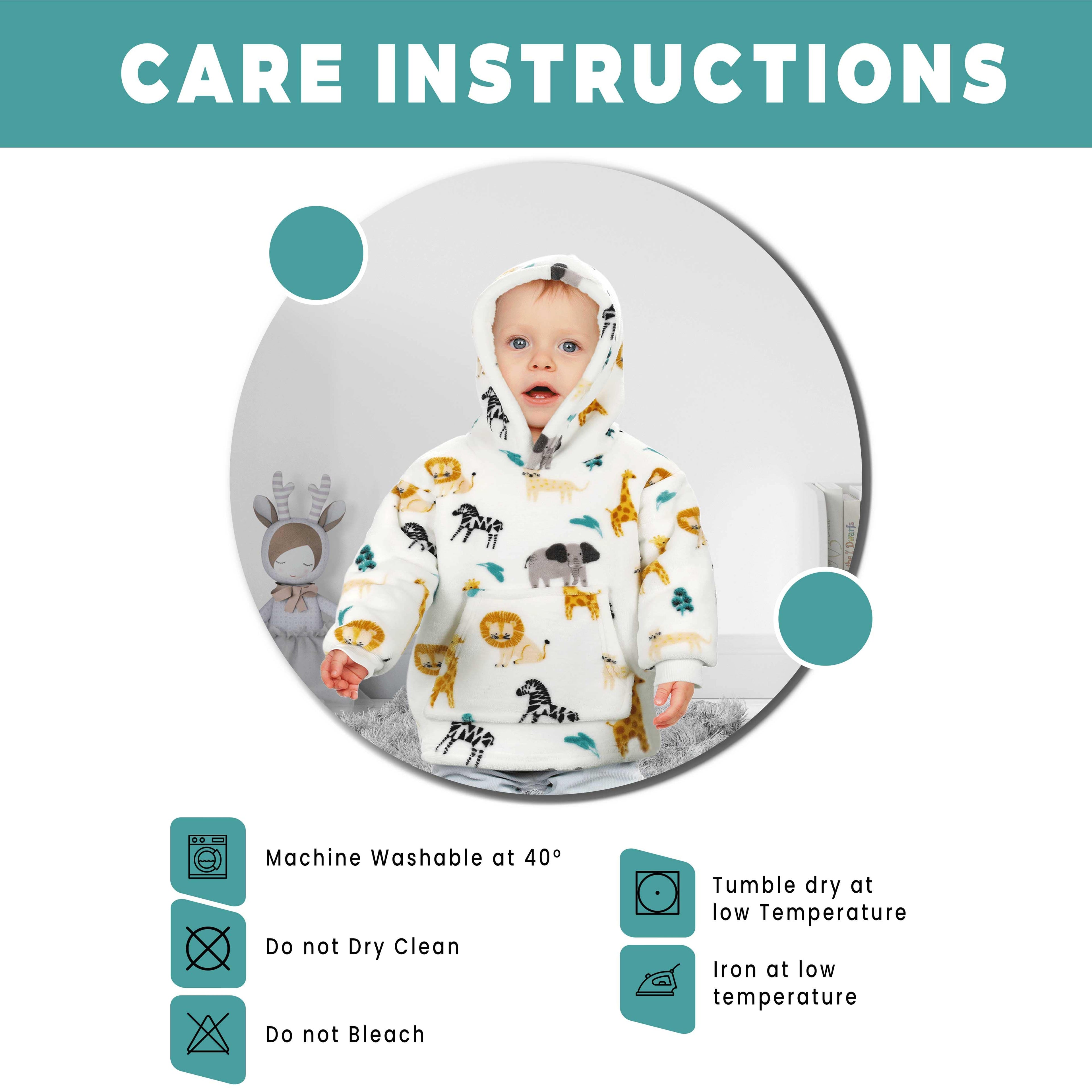 OLIVIA ROCCO Kids Hoodie Blanket – Safari Sloth Fleece Wearable Sweatshirt