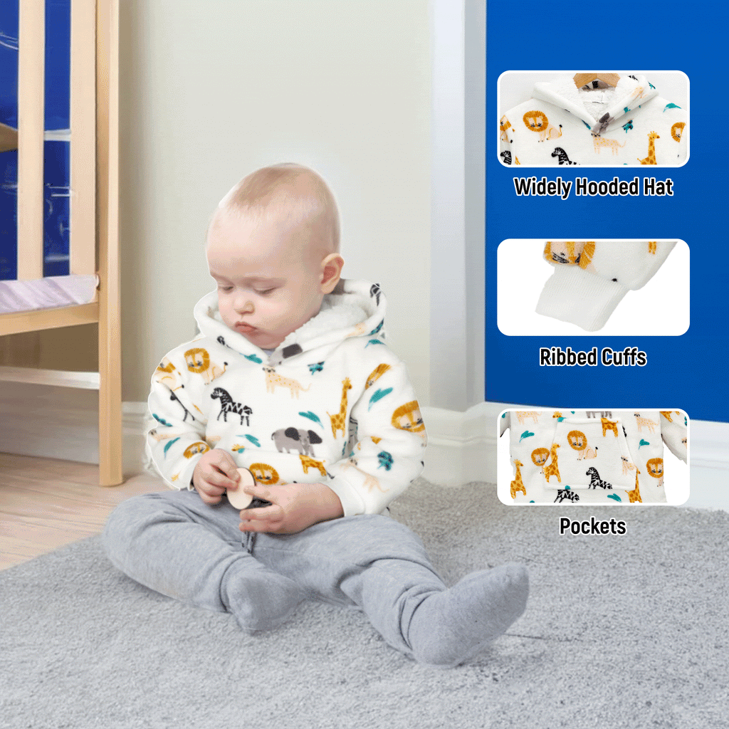 OLIVIA ROCCO Kids Hoodie Blanket – Safari Sloth Fleece Wearable Sweatshirt
