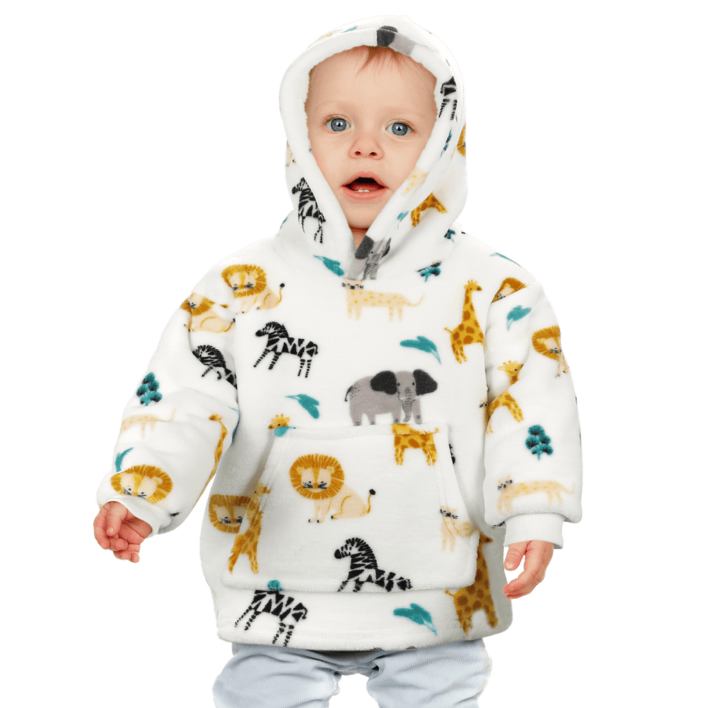 OLIVIA ROCCO Kids Hoodie Blanket – Safari Sloth Fleece Wearable Sweatshirt