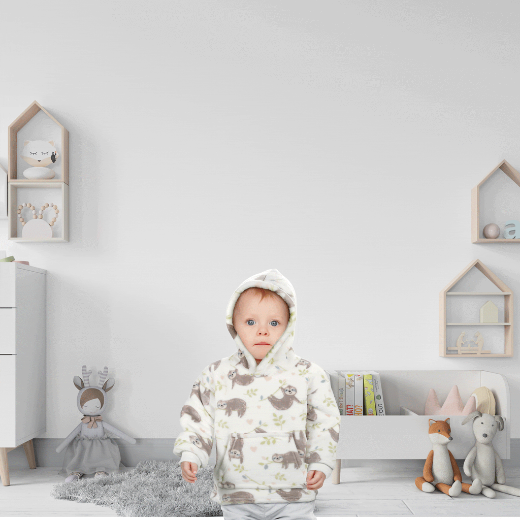 OLIVIA ROCCO Kids Hoodie Blanket – Safari Sloth Fleece Wearable Sweatshirt
