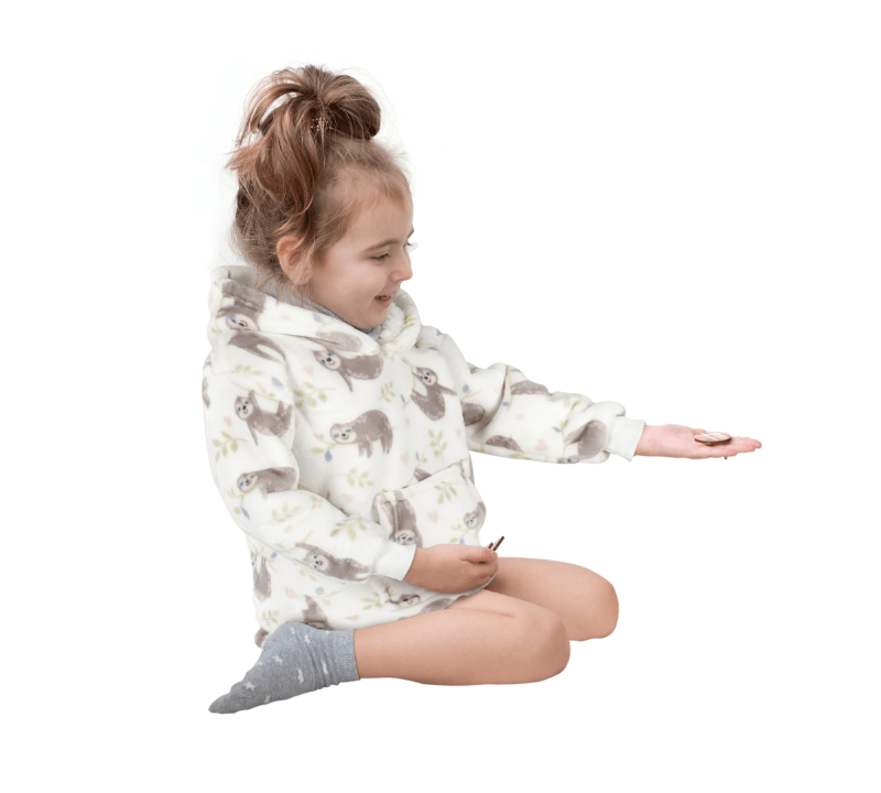OLIVIA ROCCO Kids Hoodie Blanket – Safari Sloth Fleece Wearable Sweatshirt