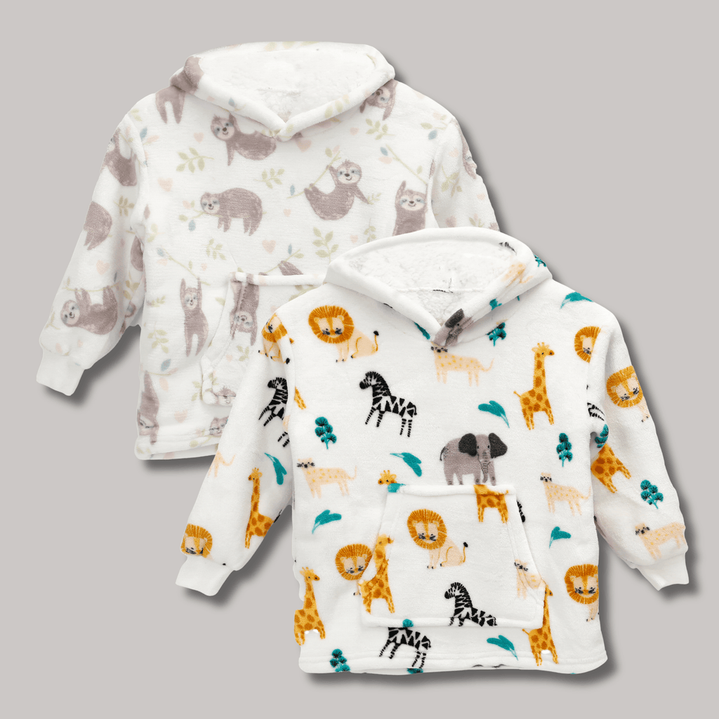 OLIVIA ROCCO Kids Hoodie Blanket – Safari Sloth Fleece Wearable Sweatshirt