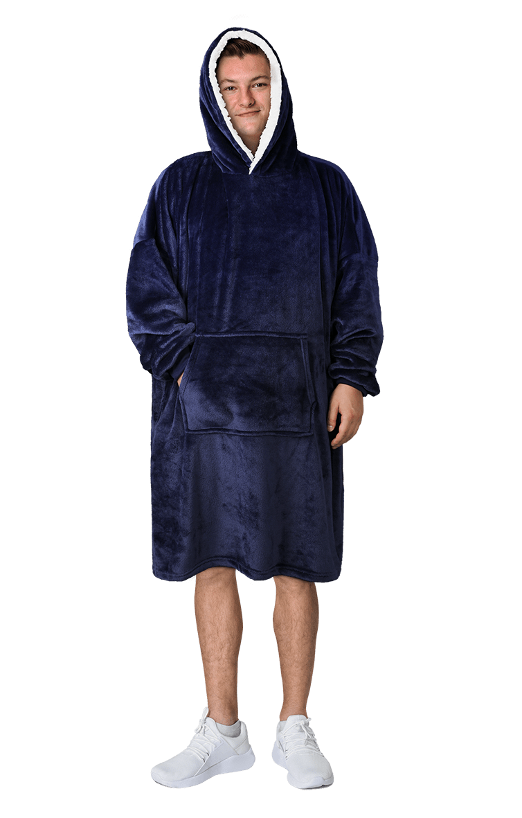 OLIVIA ROCCO Men's Oversized Hoodie Blanket – Sherpa Lined Grey Stars