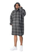 OLIVIA ROCCO Men's Oversized Hoodie Blanket – Sherpa Lined Grey Stars