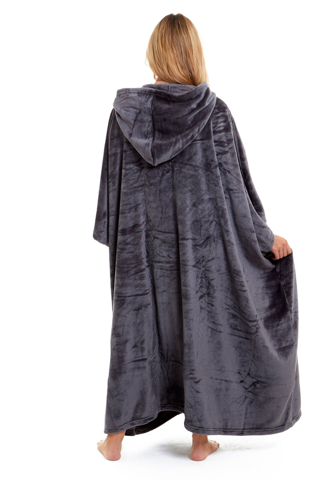 OLIVIA ROCCO Women's Oversized Hooded Poncho Blanket – Plush Fleece Navy