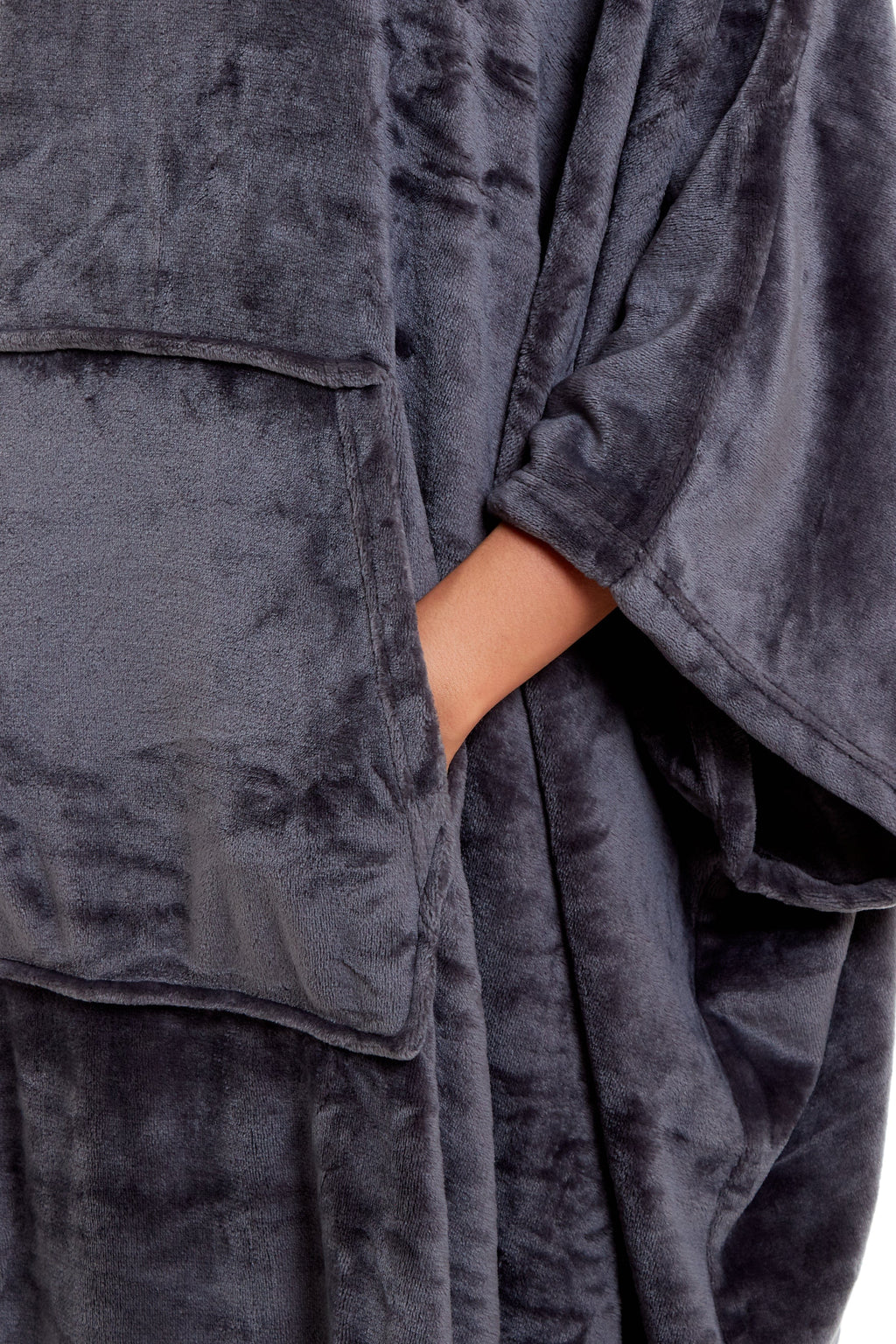 OLIVIA ROCCO Women's Oversized Hooded Poncho Blanket – Plush Fleece Navy