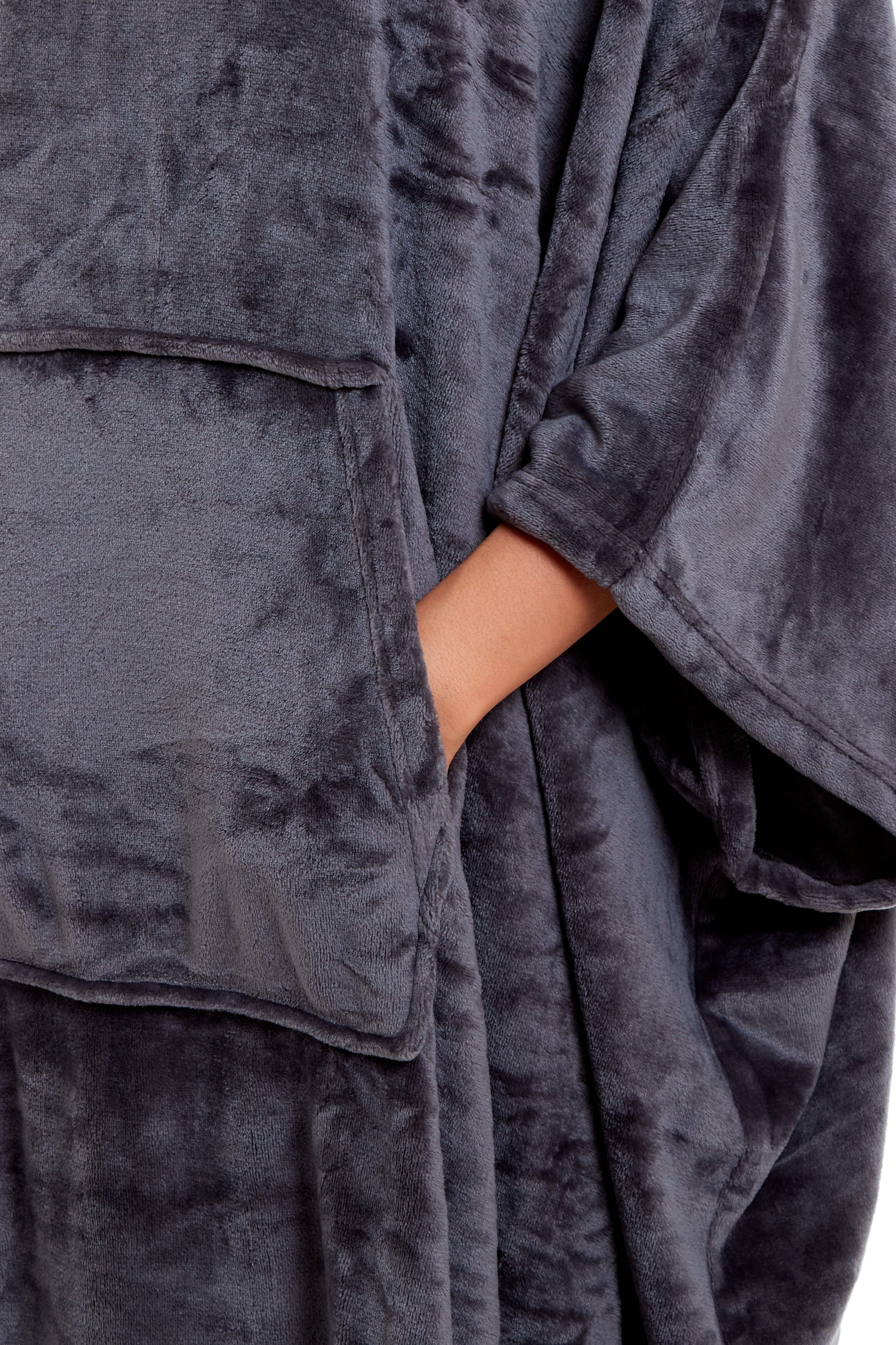 OLIVIA ROCCO Women's Oversized Hooded Poncho Blanket – Plush Fleece Navy