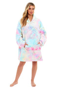 OLIVIA ROCCO Tie Dye Rainbow Hooded Blanket – Reversible Sherpa Fleece
