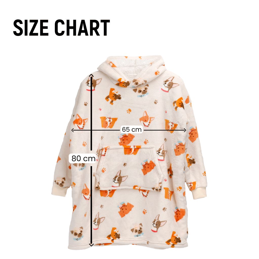 OLIVIA ROCCO Kids Oversized Blanket Hoodie – Sherpa Fleece Dog Pattern
