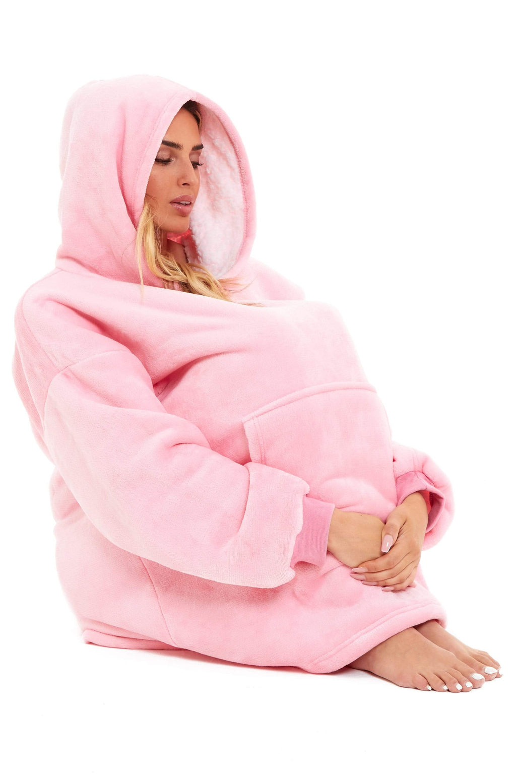 OLIVIA ROCCO Oversized Hooded Blanket – Reversible Sherpa Fleece Hoodie