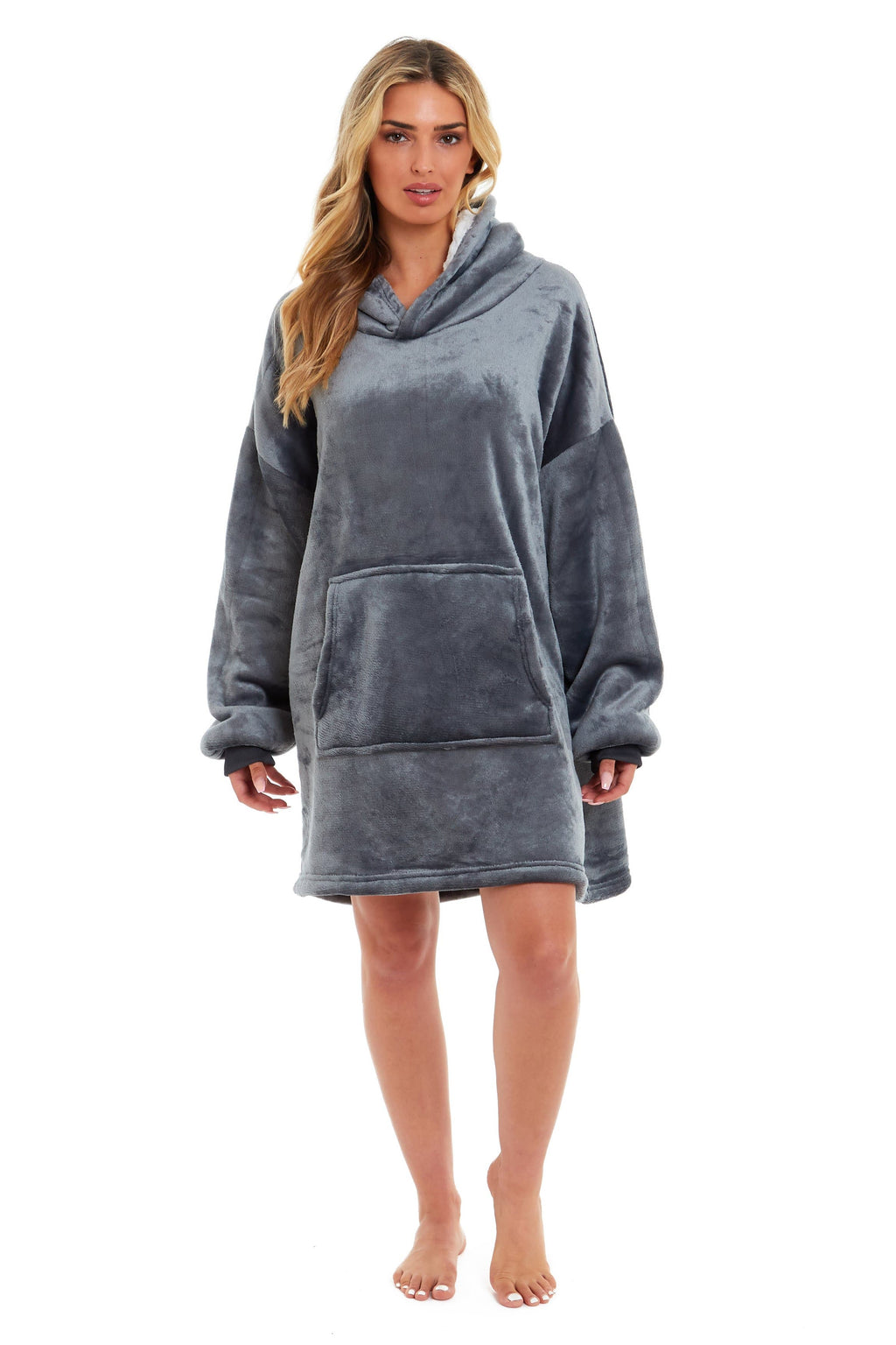 OLIVIA ROCCO Oversized Hooded Blanket – Reversible Sherpa Fleece Hoodie