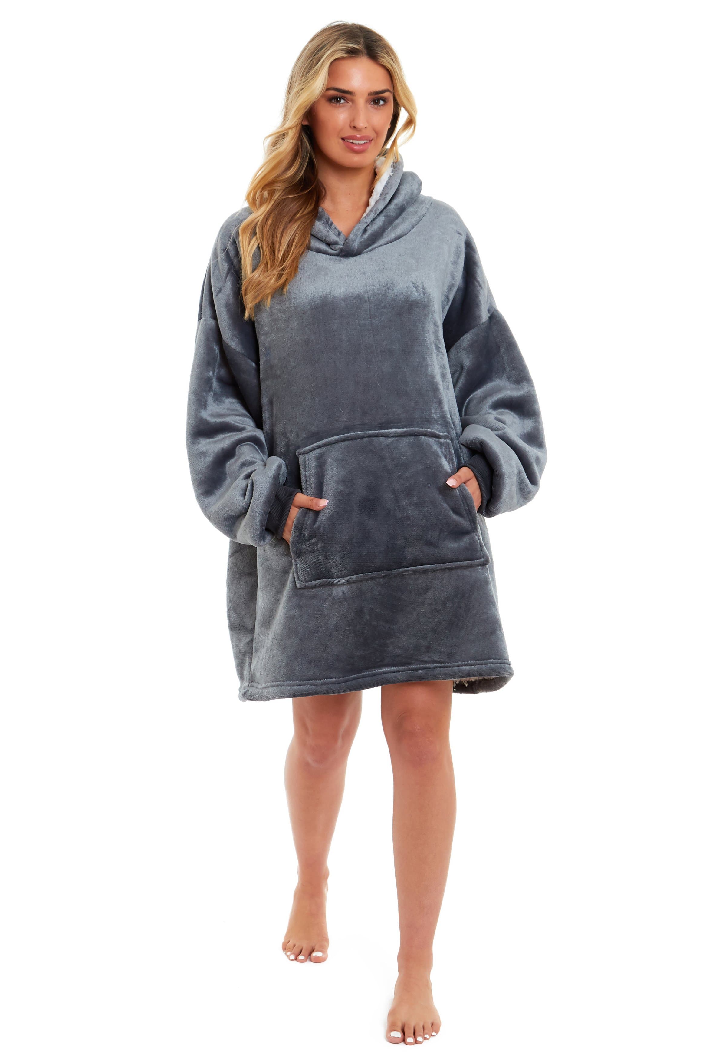 OLIVIA ROCCO Oversized Hooded Blanket – Reversible Sherpa Fleece Hoodie