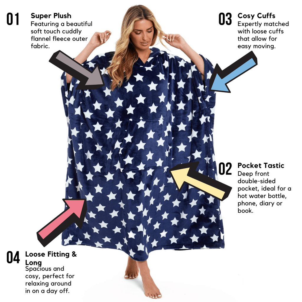 OLIVIA ROCCO Wearable Hooded Blanket – Oversized Plush Fleece Poncho