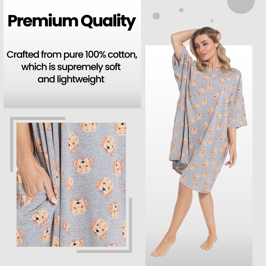 OLIVIA ROCCO Women's 100% Cotton Oversized Nightshirt – Baggy Nighty Dress