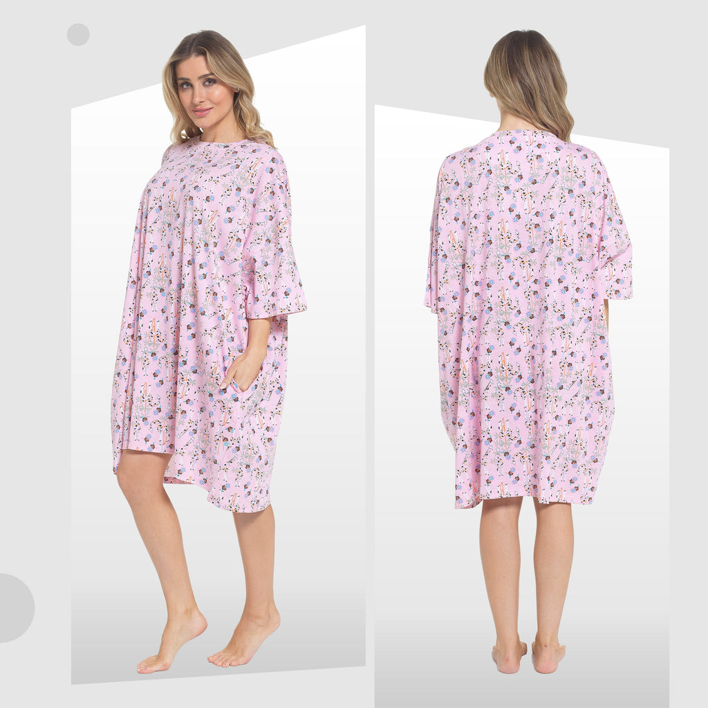 OLIVIA ROCCO Women's Giraffe Print Nightshirt – 100% Cotton Nightdress
