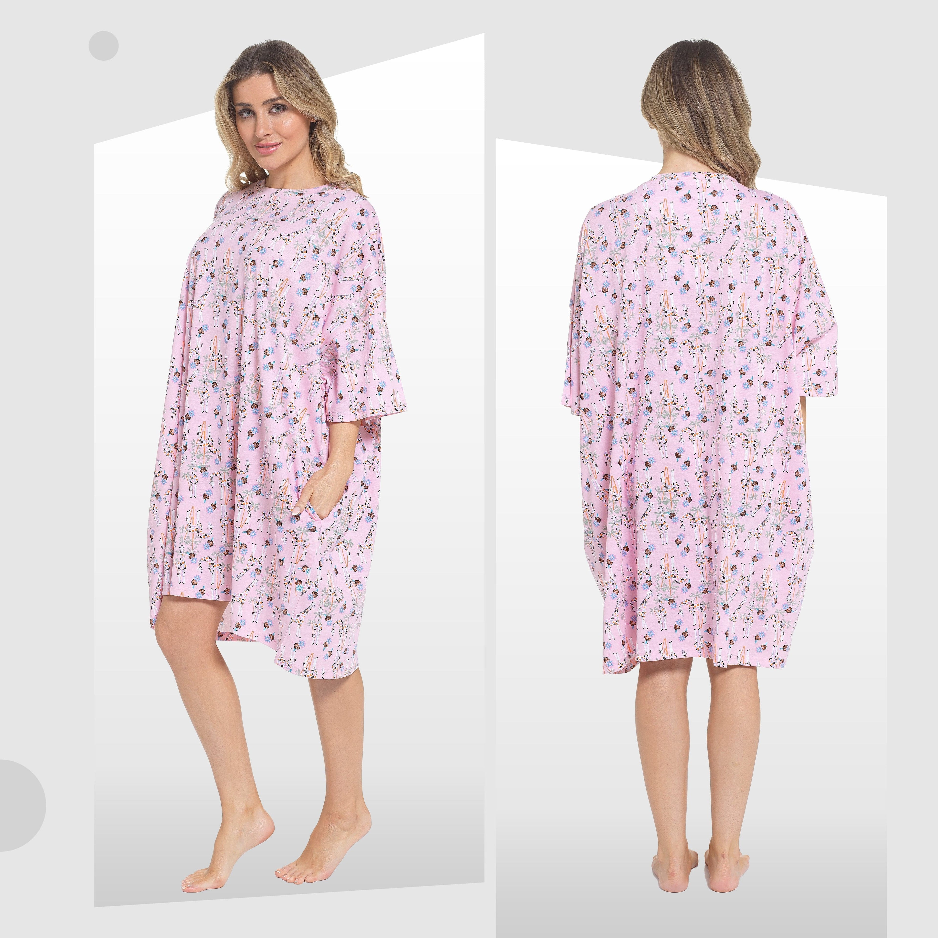 OLIVIA ROCCO Women's Giraffe Print Nightshirt – 100% Cotton Nightdress