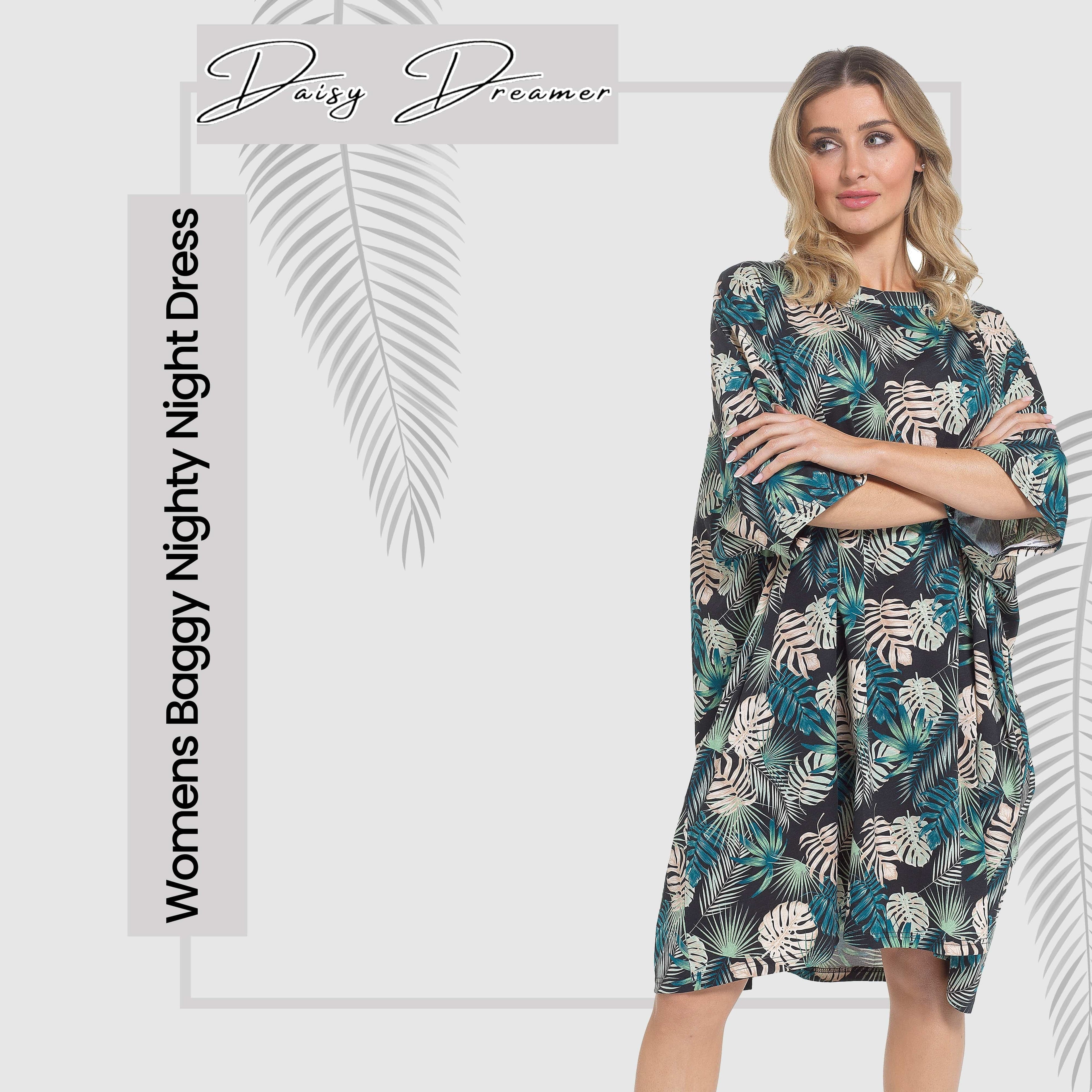 OLIVIA ROCCO Women's 100% Cotton Oversized Tropical Nightdress