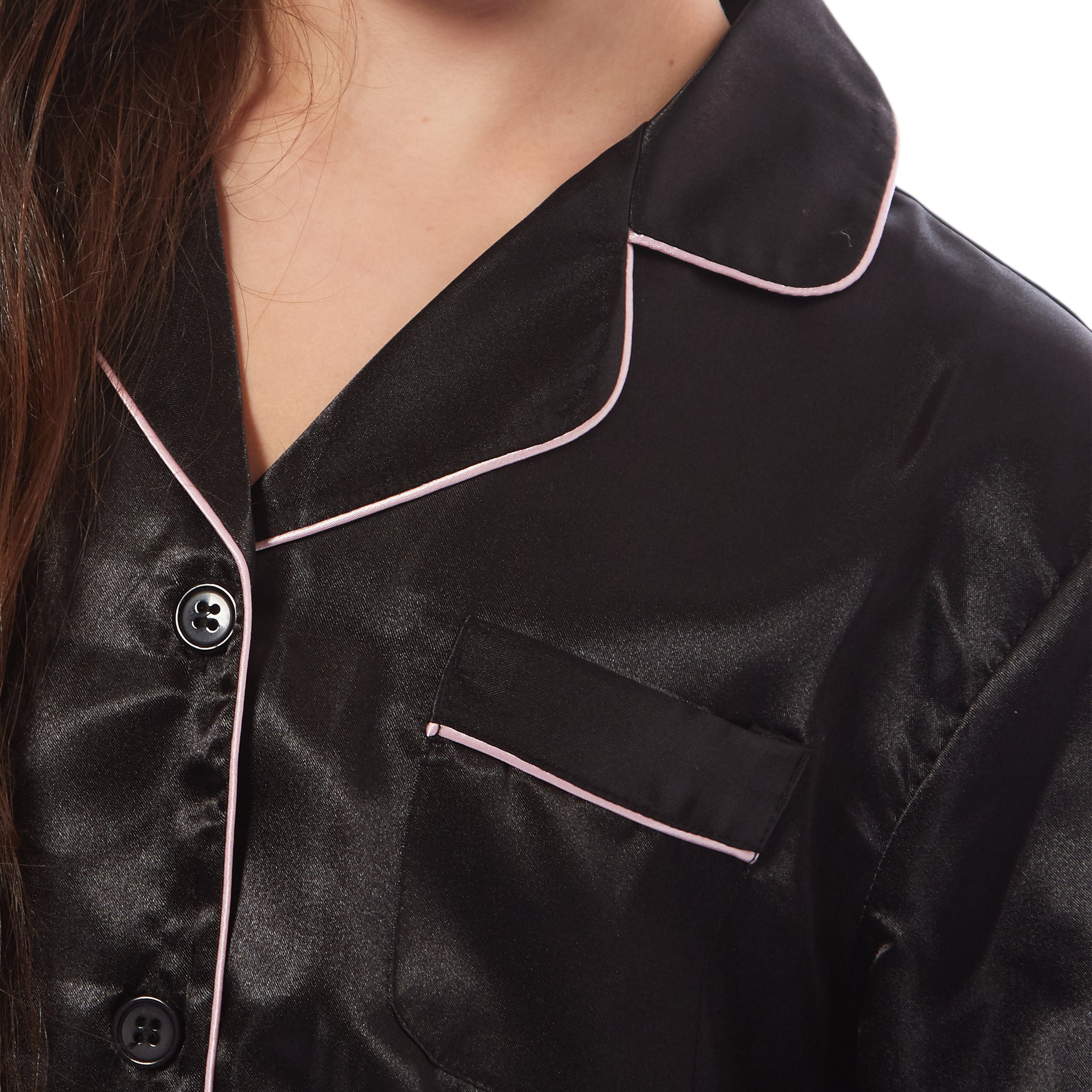OLIVIA ROCCO Girls Satin Silk Pajama Set – Long Sleeve Button Down PJs