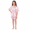 OLIVIA ROCCO Girls Satin Silk Pyjama Set – Short Sleeve Button Down