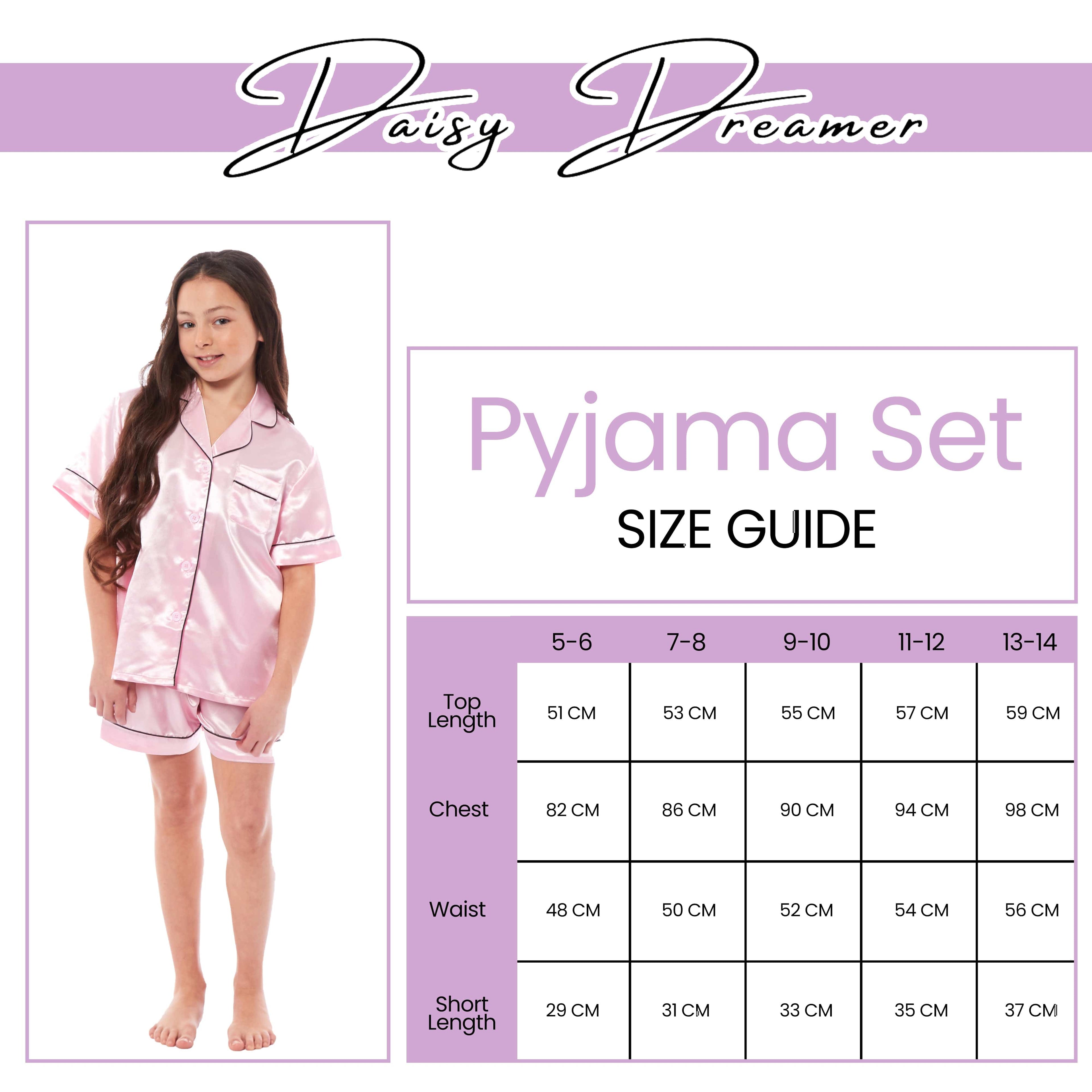 OLIVIA ROCCO Girls Satin Silk Pyjama Set – Short Sleeve Button Down