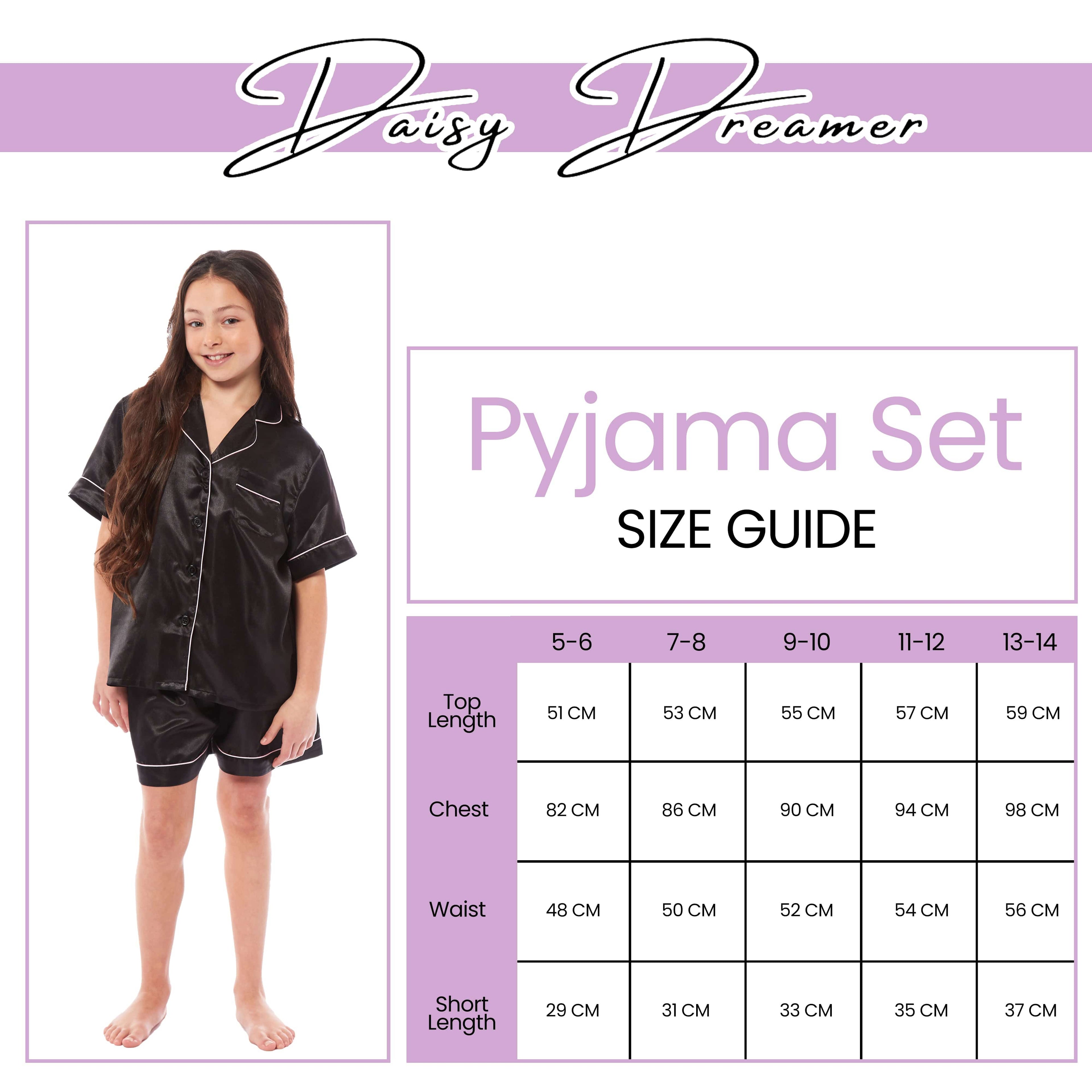 OLIVIA ROCCO Girls Satin Silk Pyjama Set – Short Sleeve Button Down