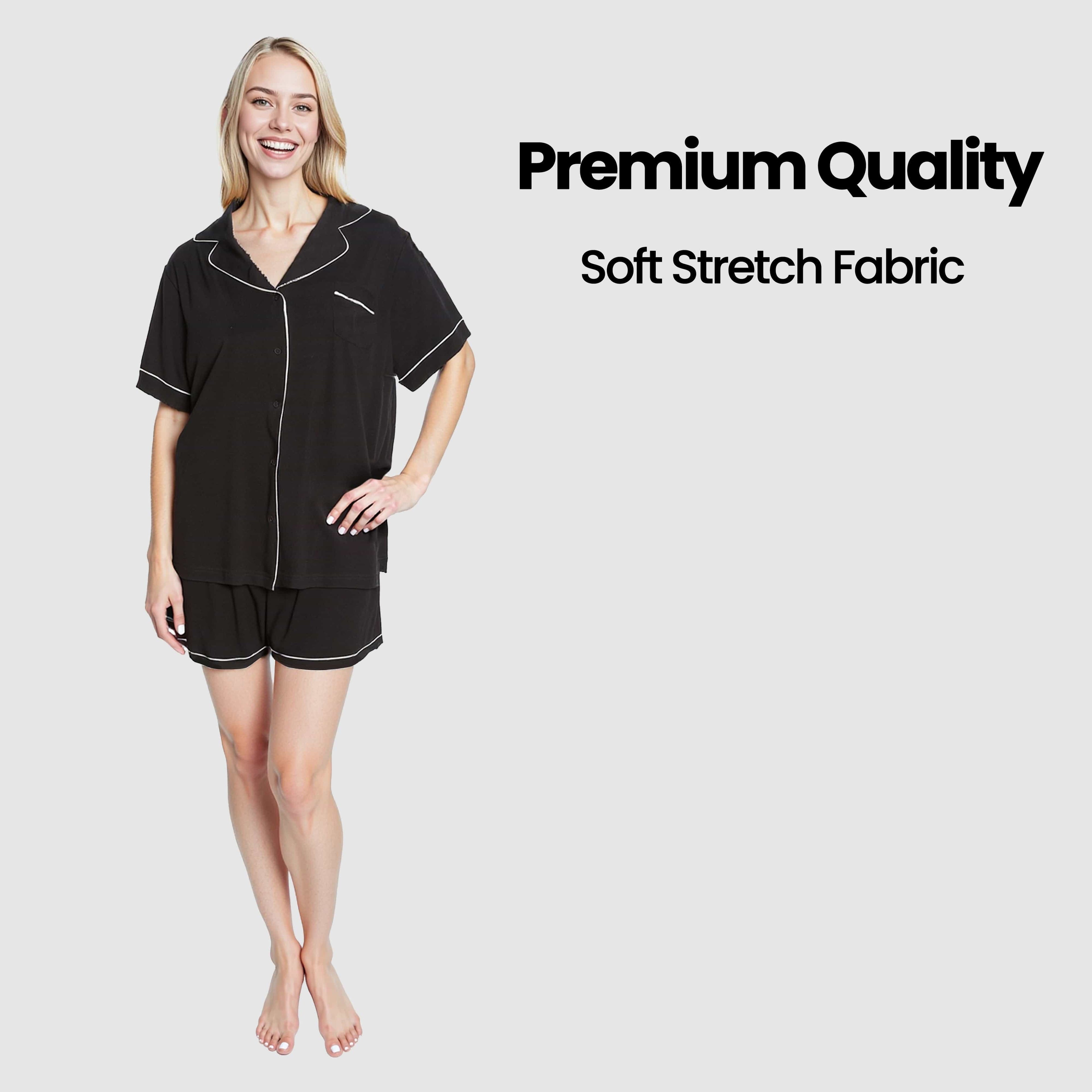 Daisy Dreamer Women's Short Pyjama Set – Super Soft Black Sleepwear