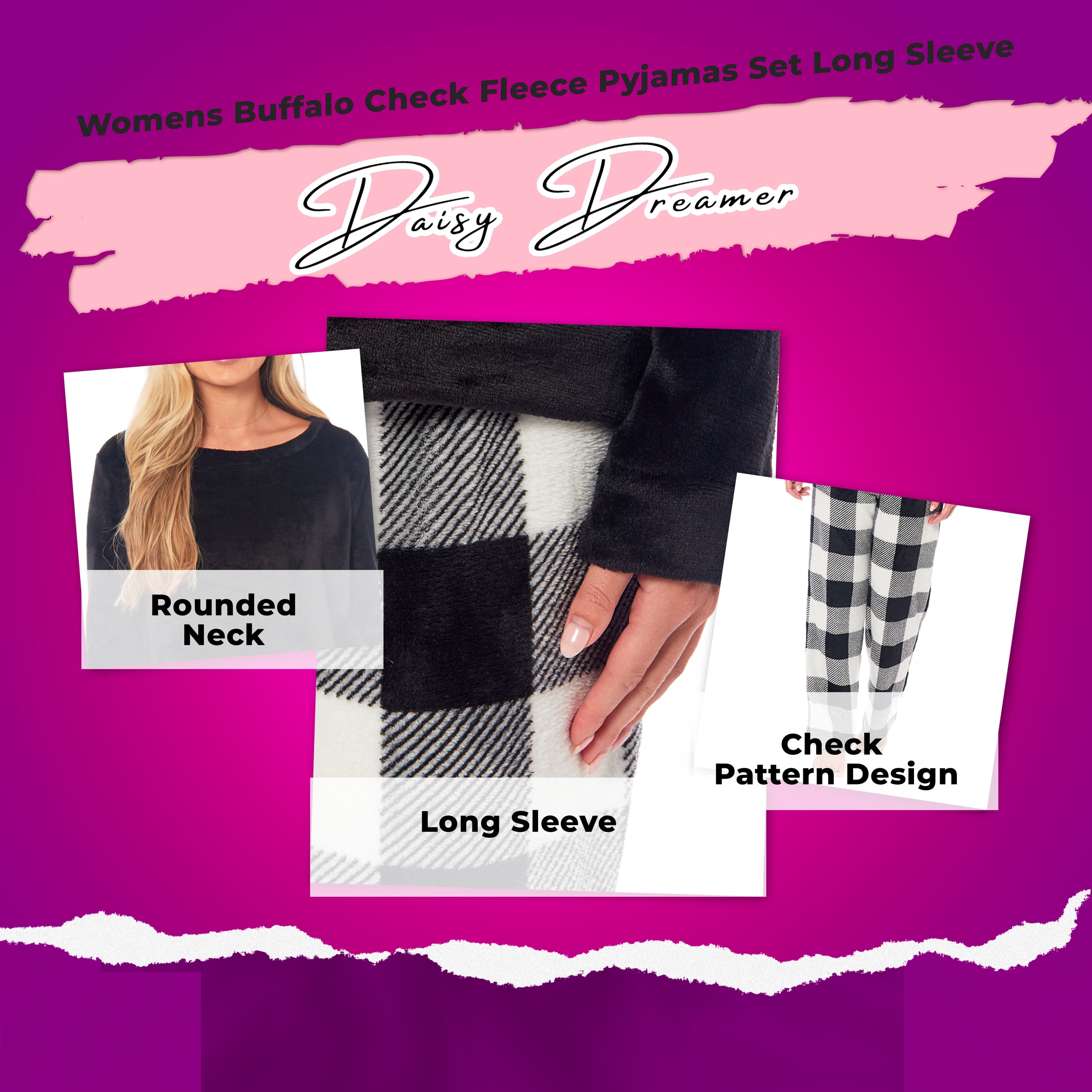 OLIVIA ROCCO Womens Buffalo Check Fleece Pajama Set | Soft Winter Loungewear