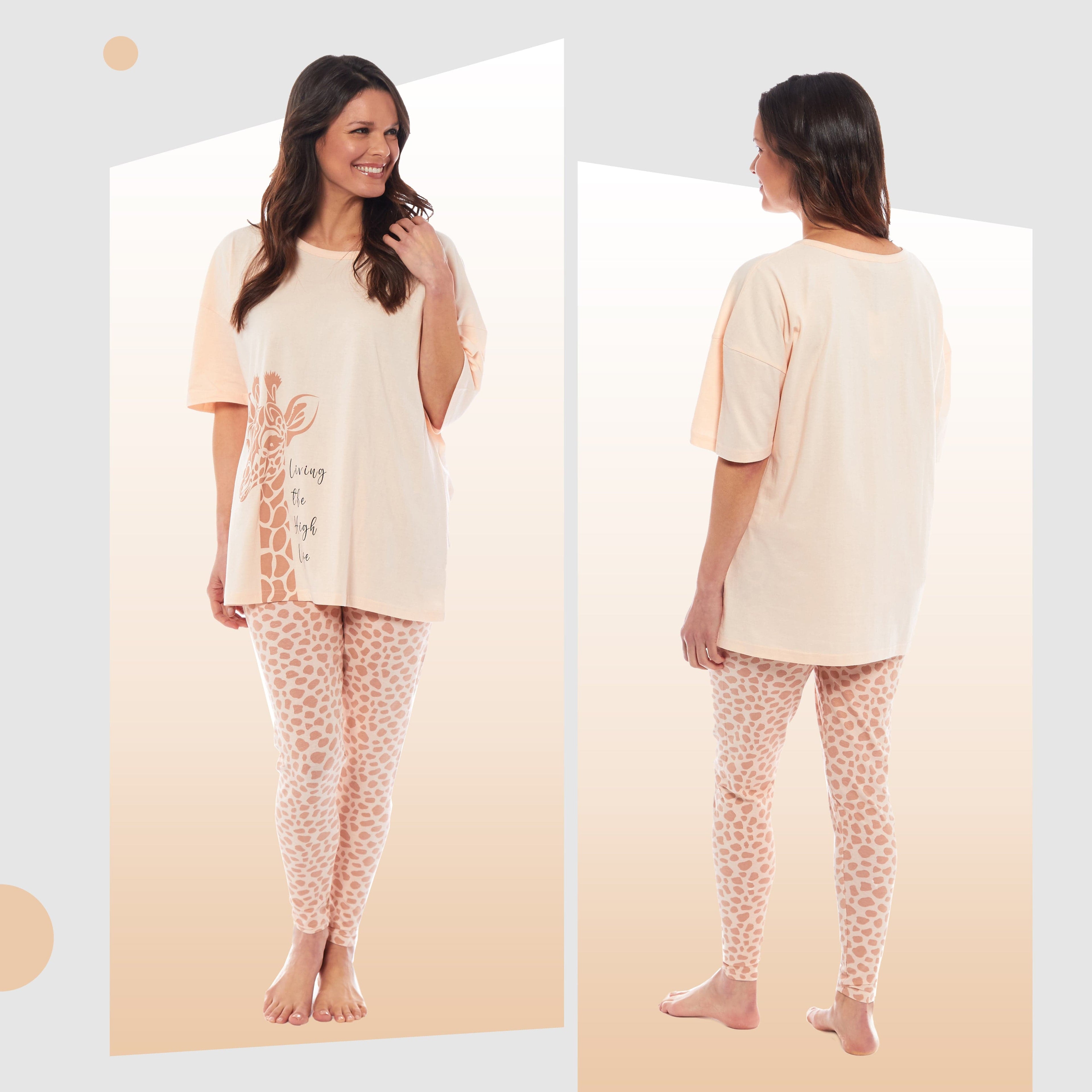 OLIVIA ROCCO Women's Cotton Pajama Set – Oversized T-Shirt and Leggings