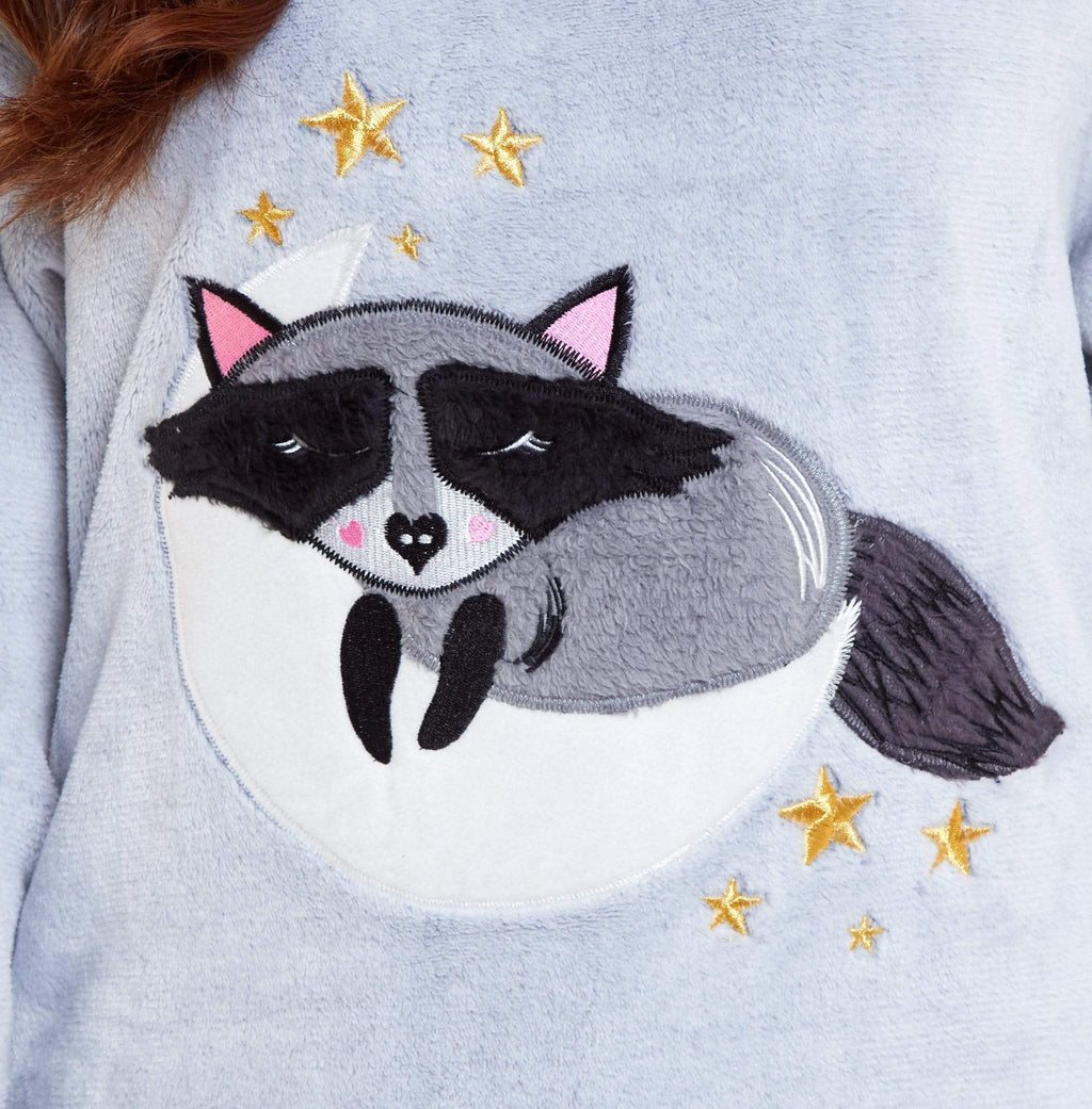 OLIVIA ROCCO Raccoon Fleece Pyjama Set – Sherpa Lined Matching Loungewear