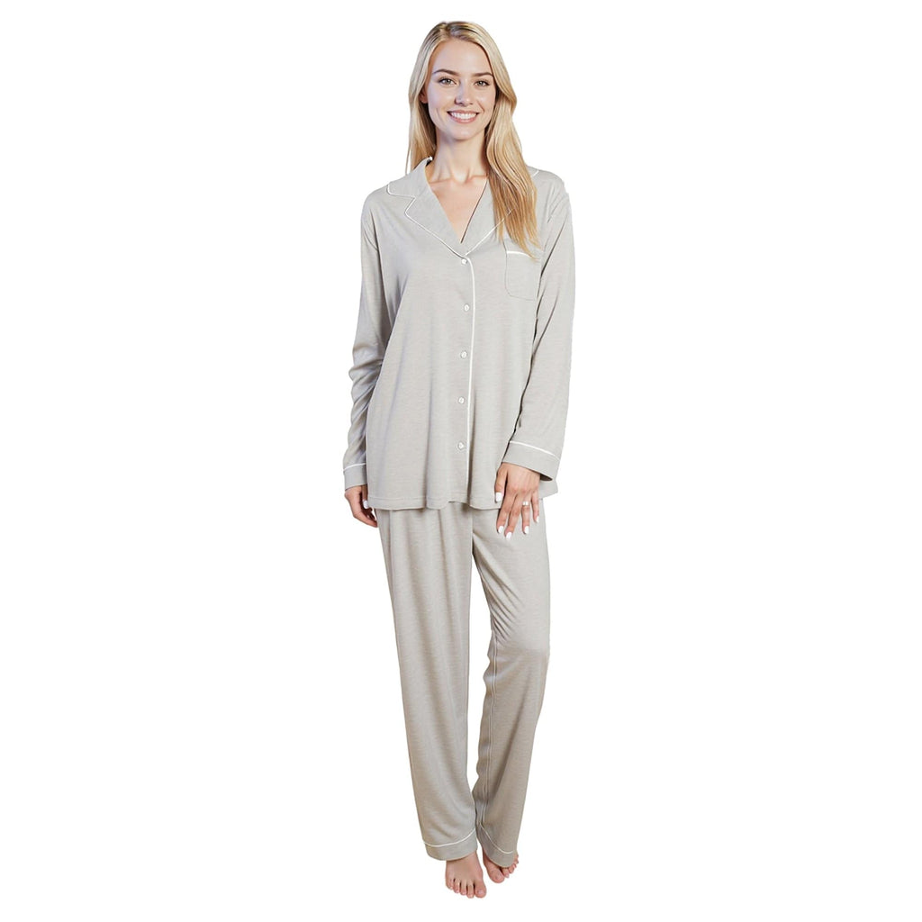 Daisy Dreamer Women's Grey Pyjama Set – Soft Touch Button Up Nightwear
