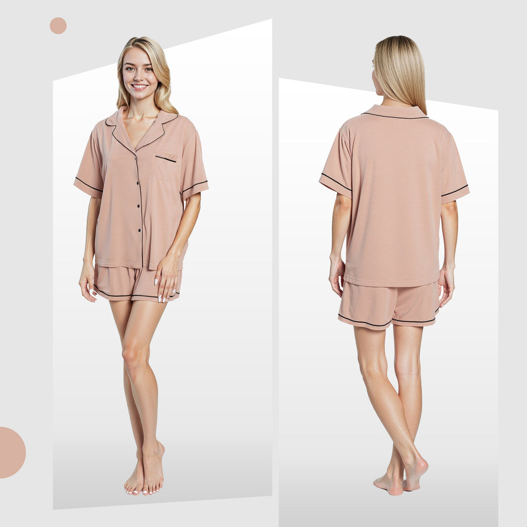 OLIVIA ROCCO Women's Short Pyjama Set – Soft Button Up Lounge Sleepwear