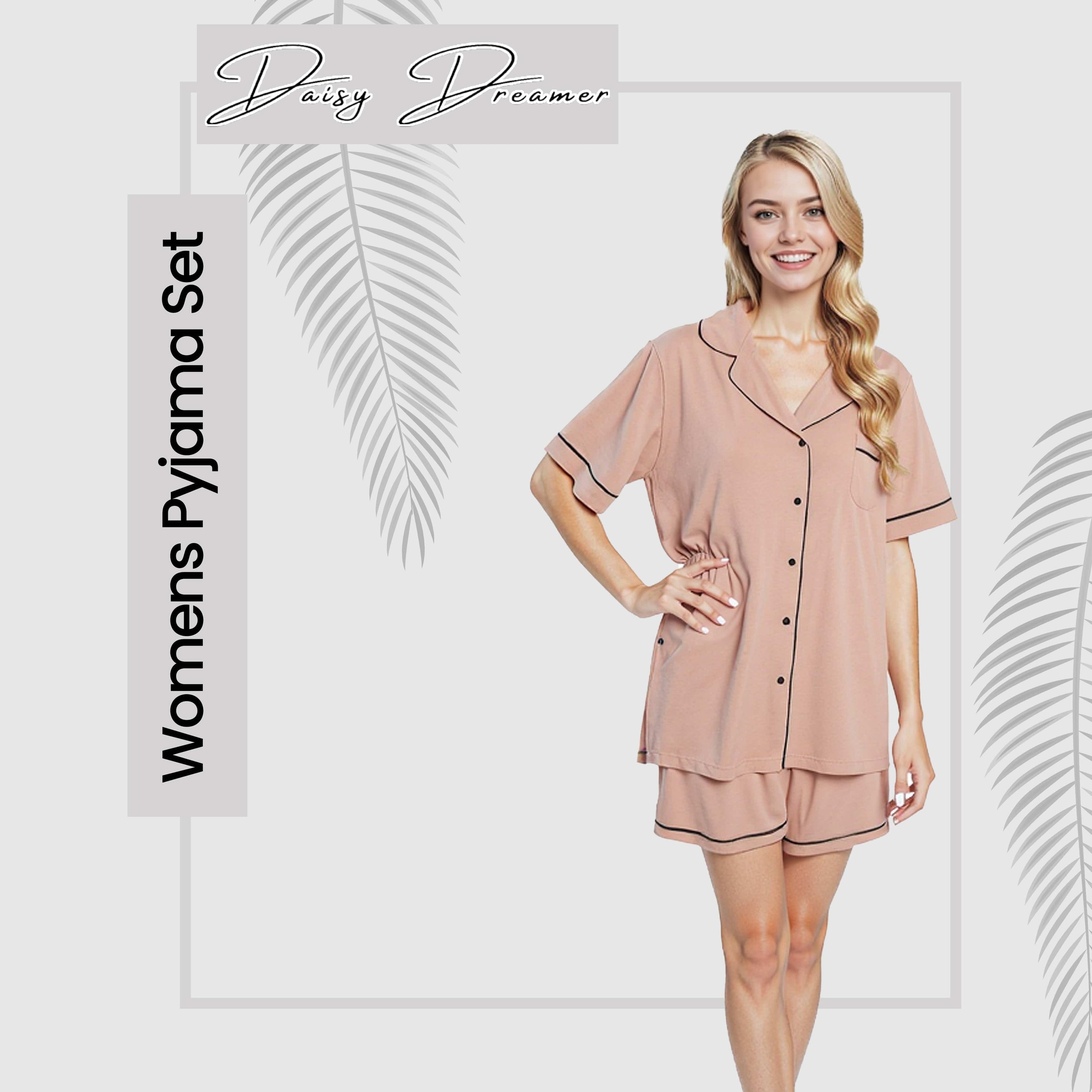 OLIVIA ROCCO Women's Short Pyjama Set – Soft Button Up Lounge Sleepwear