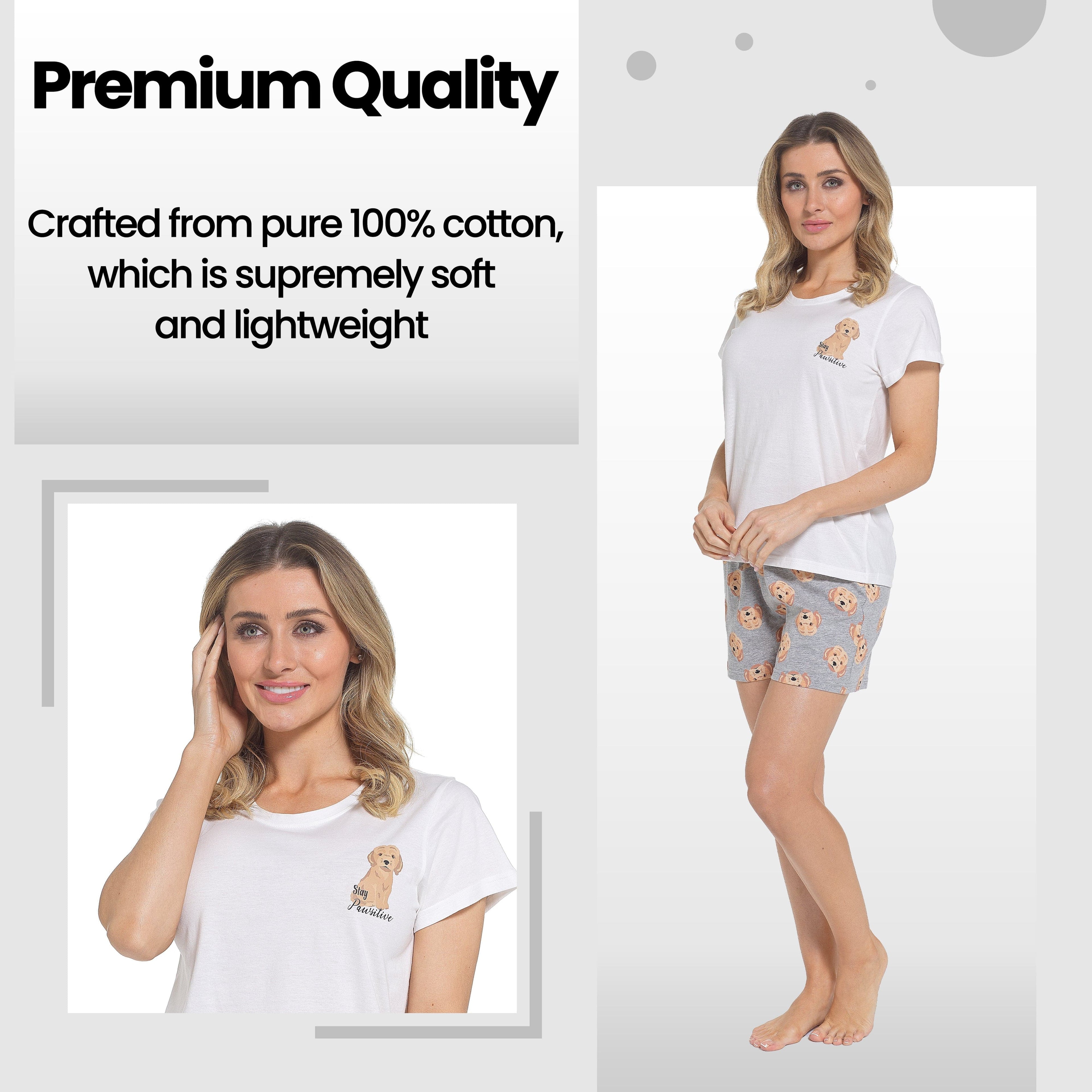 OLIVIA ROCCO Women's Cockapoo Pyjama Set – 100% Cotton Summer Loungewear