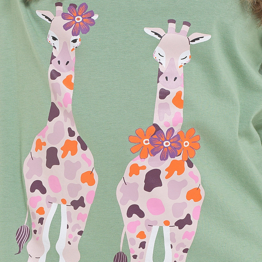 OLIVIA ROCCO Women's Giraffe Print Cotton Jersey Long Sleeve Pyjama Set
