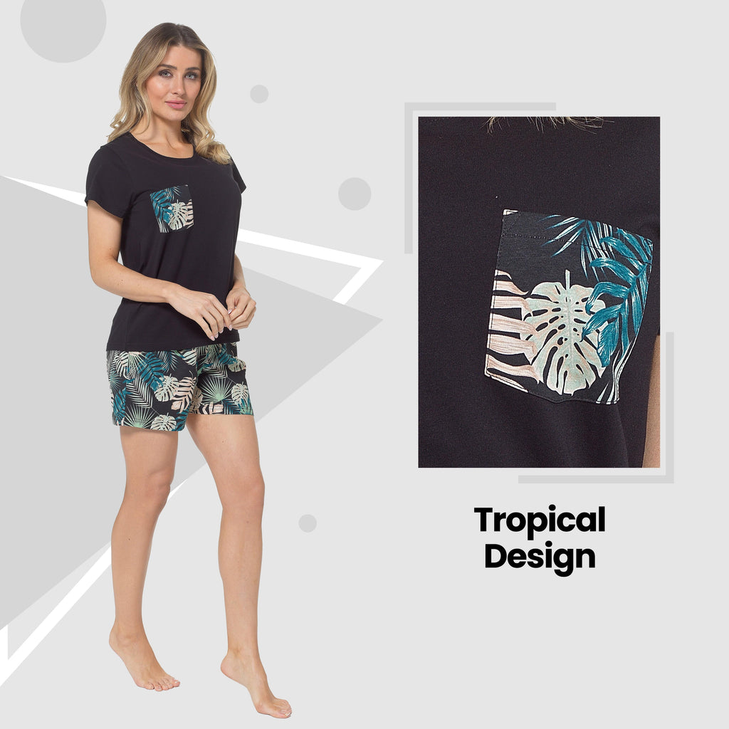 Daisy Dreamer Women's Tropical Pyjama Set – Soft Cotton Summer Loungewear