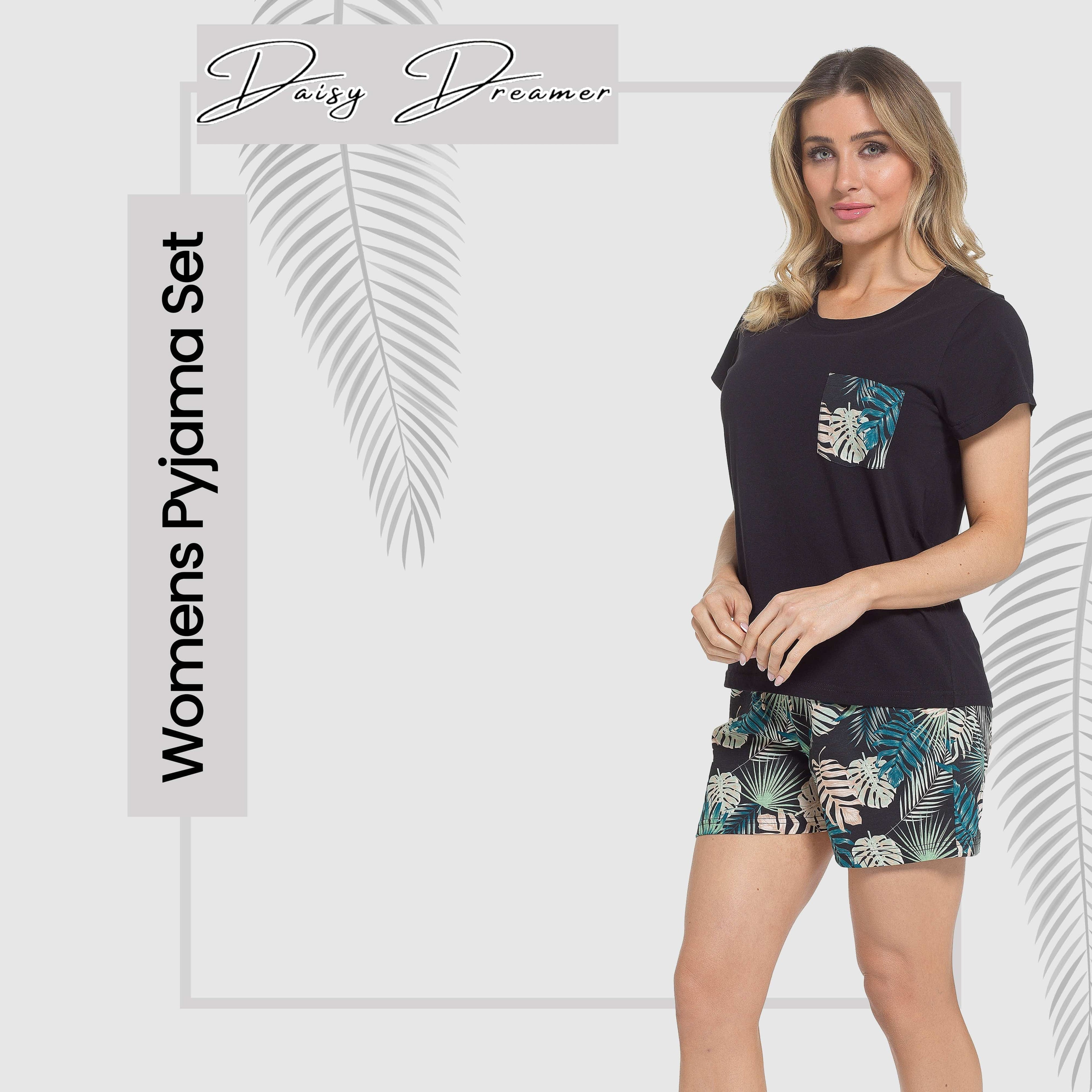 Daisy Dreamer Women's Tropical Pyjama Set – Soft Cotton Summer Loungewear