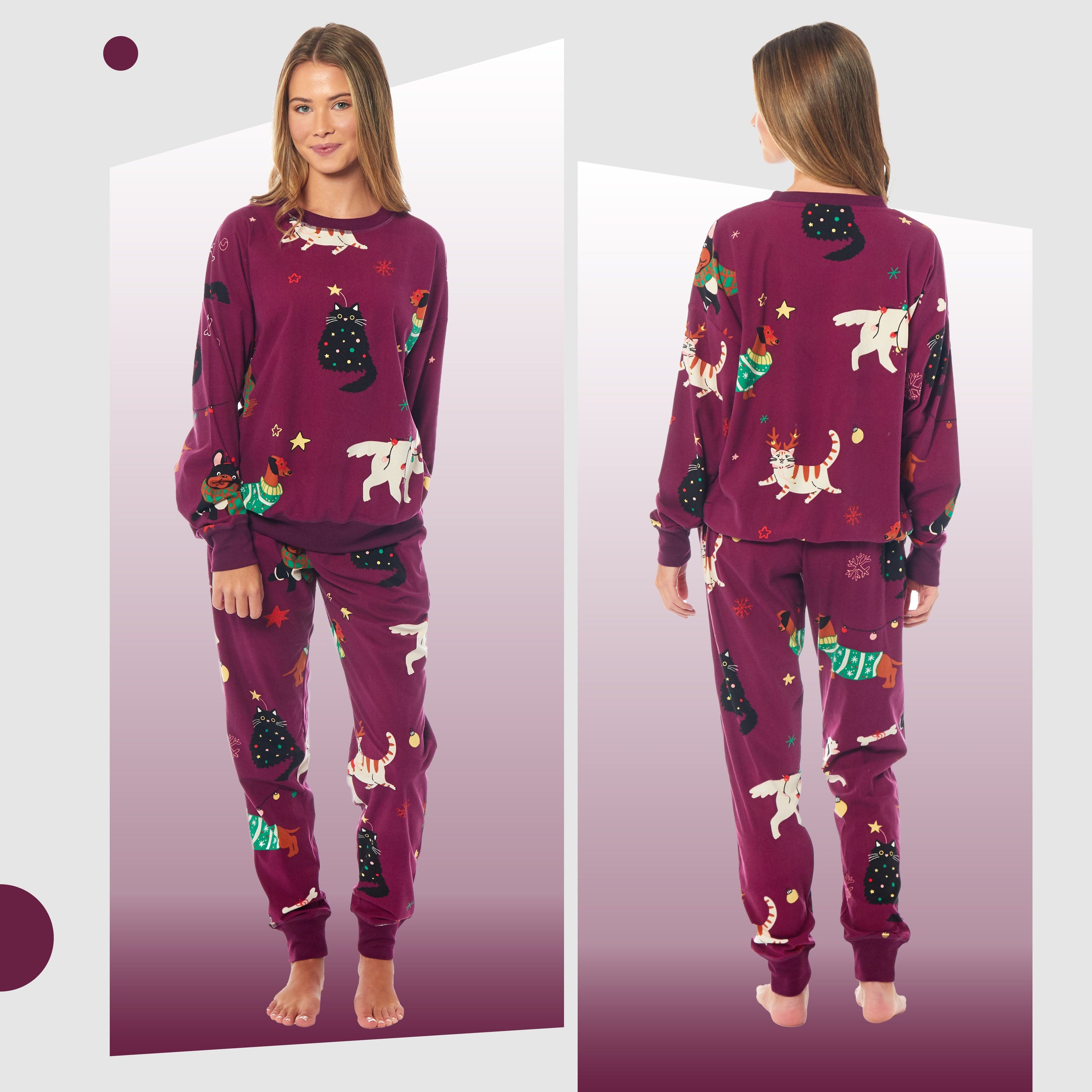 OLIVIA ROCCO Women's Animal Print Fleece Pyjama Set – Warm Loungewear