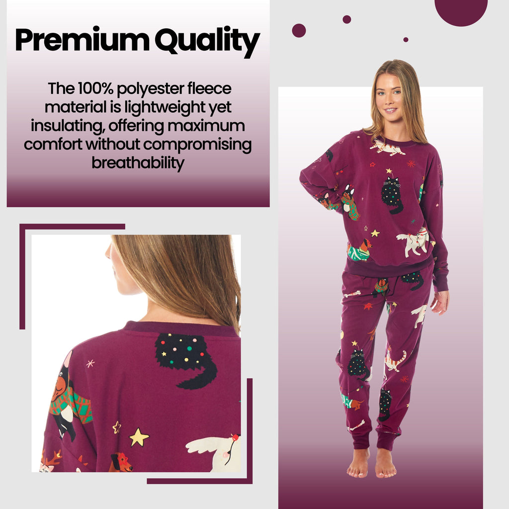 OLIVIA ROCCO Women's Animal Print Fleece Pyjama Set – Warm Loungewear
