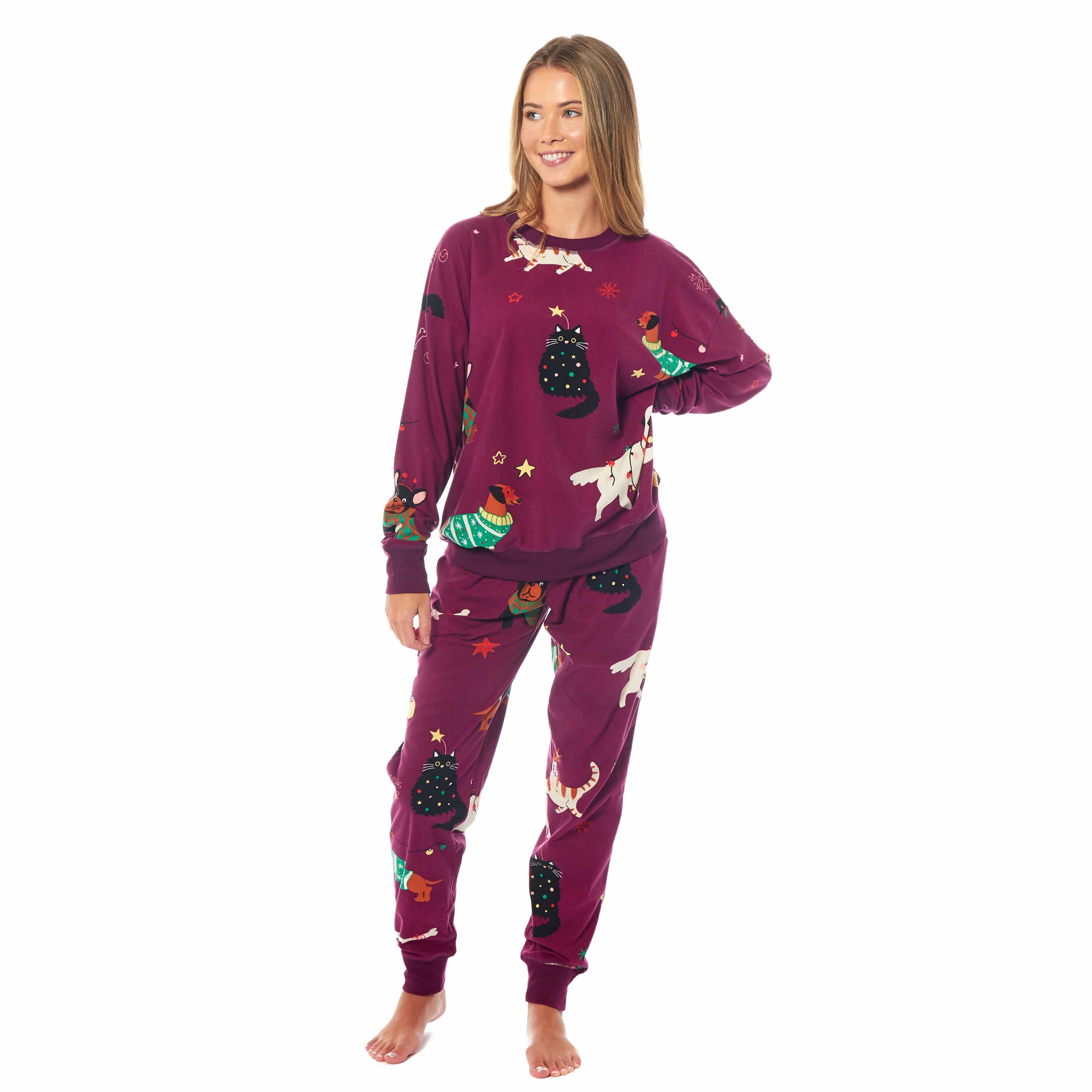 OLIVIA ROCCO Women's Animal Print Fleece Pyjama Set – Warm Loungewear