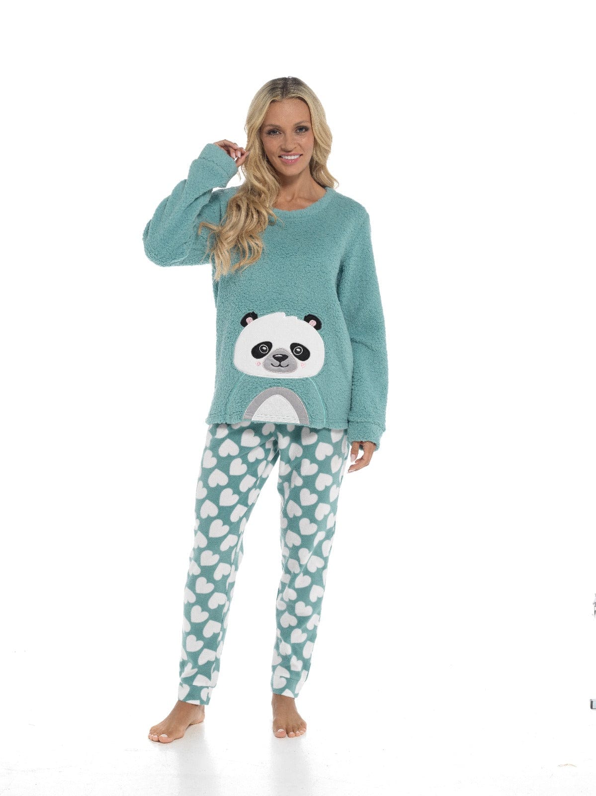 OLIVIA ROCCO Women's Panda Fleece Pyjama Set – Cozy Winter Loungewear