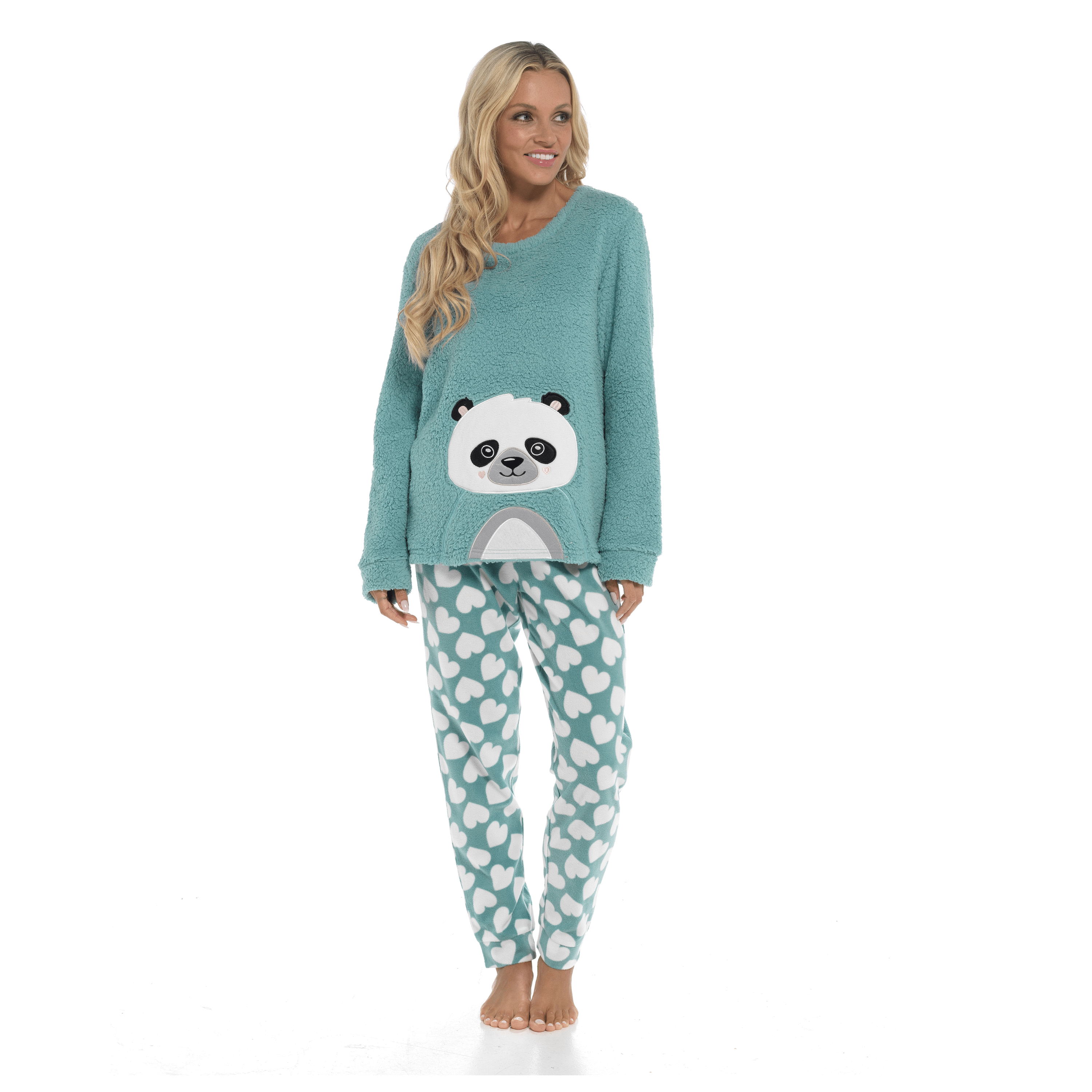 OLIVIA ROCCO Women's Panda Fleece Pyjama Set – Cozy Winter Loungewear