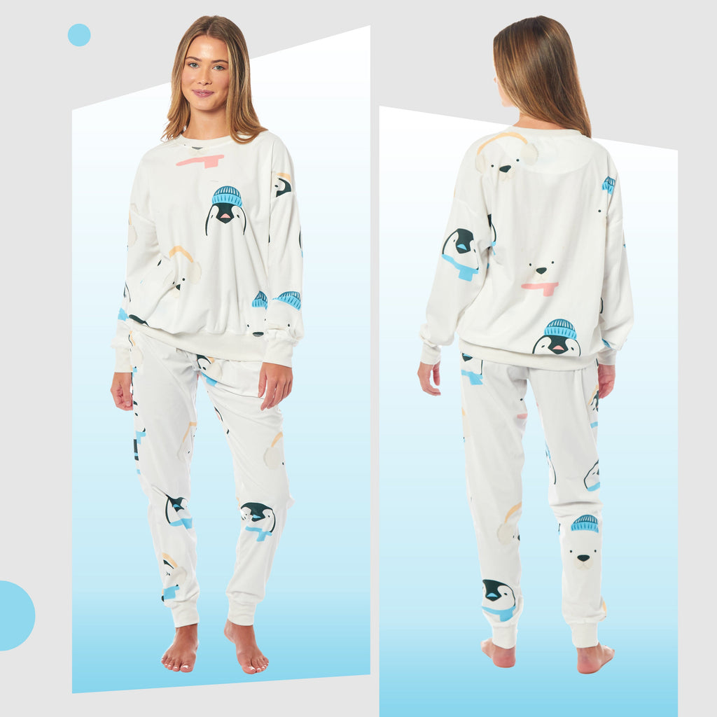OLIVIA ROCCO Women's Fleece Pyjama Set – Warm Animal Print Loungewear
