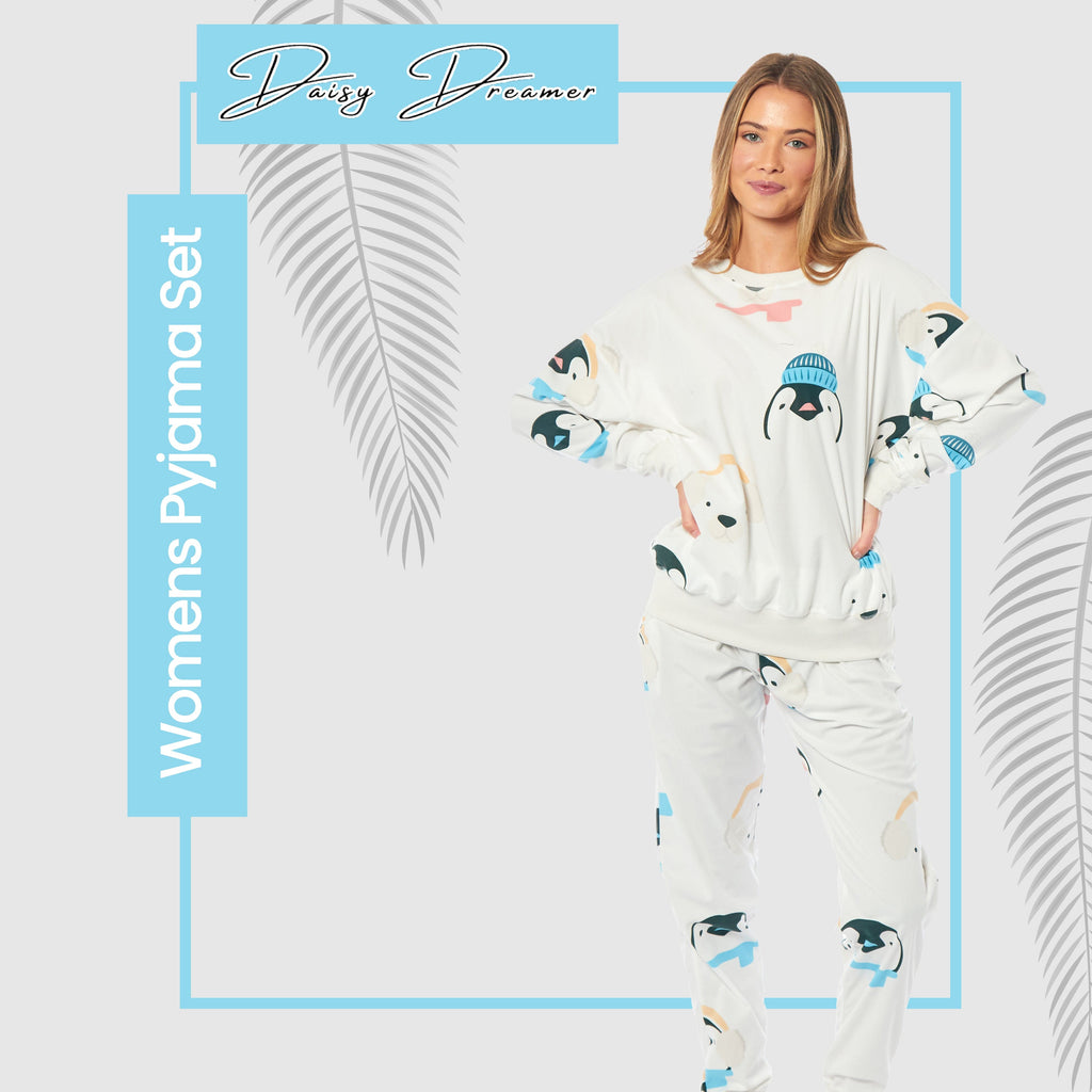 OLIVIA ROCCO Women's Fleece Pyjama Set – Warm Animal Print Loungewear