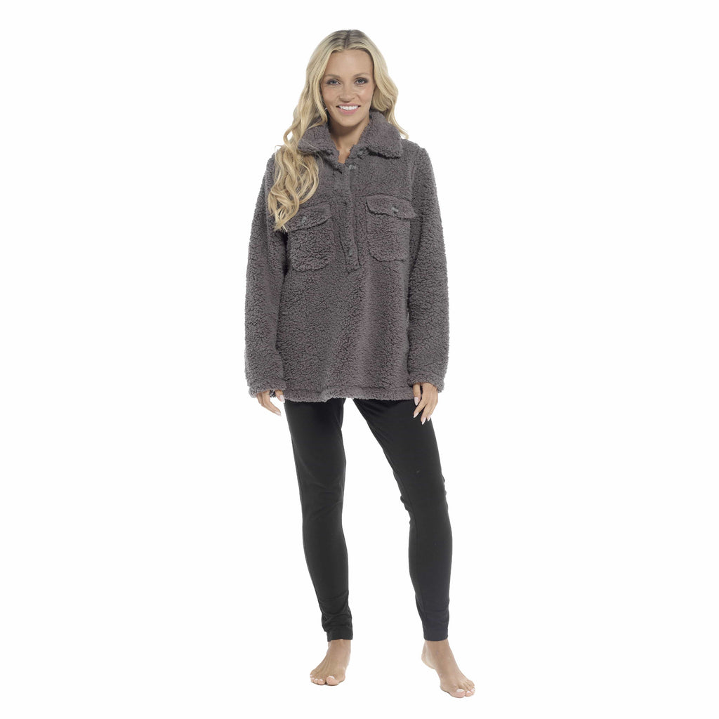 OLIVIA ROCCO Women's Sherpa Loungewear Set – Soft Top and Leggings PJs