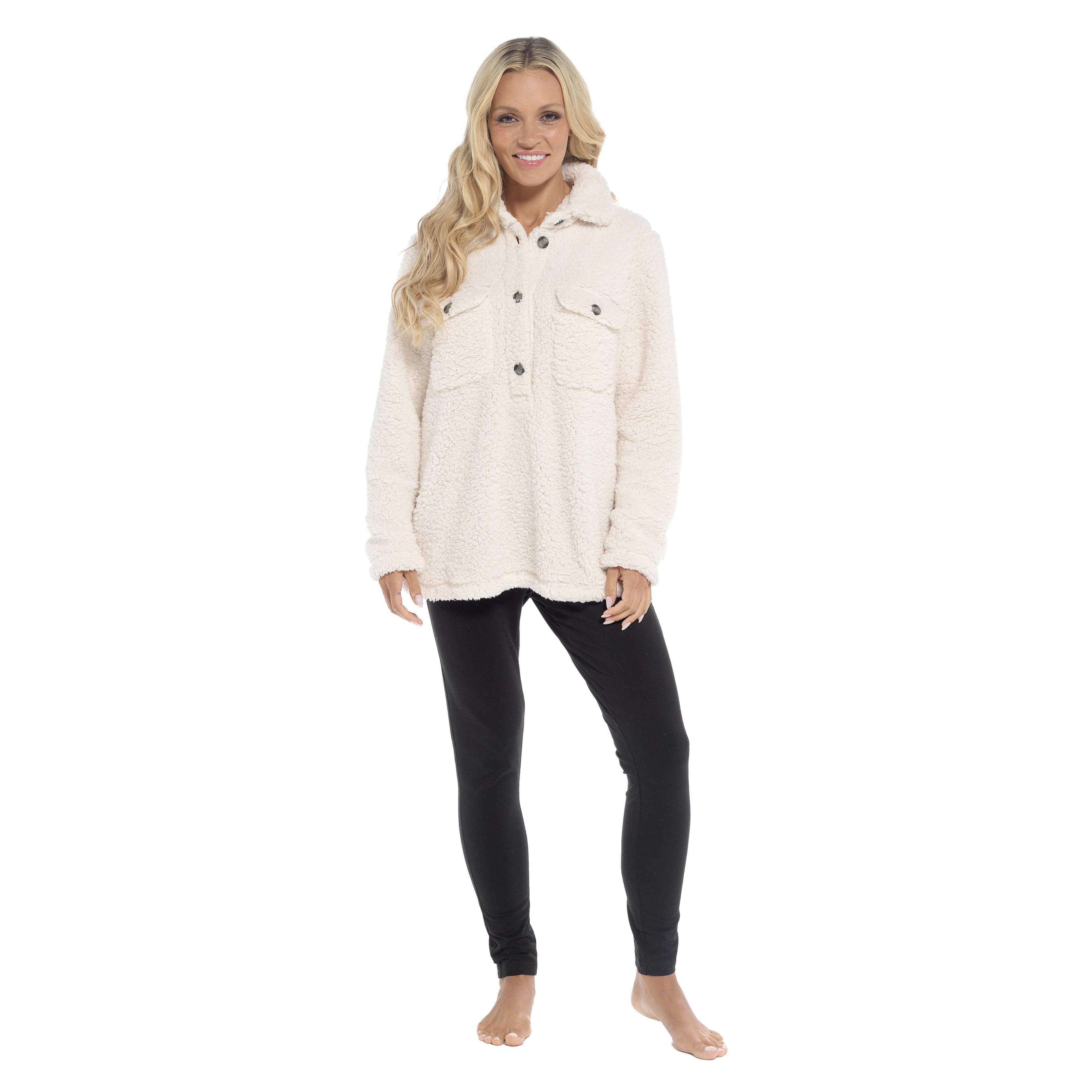 OLIVIA ROCCO Women's Sherpa Loungewear Set – Soft Top and Leggings PJs