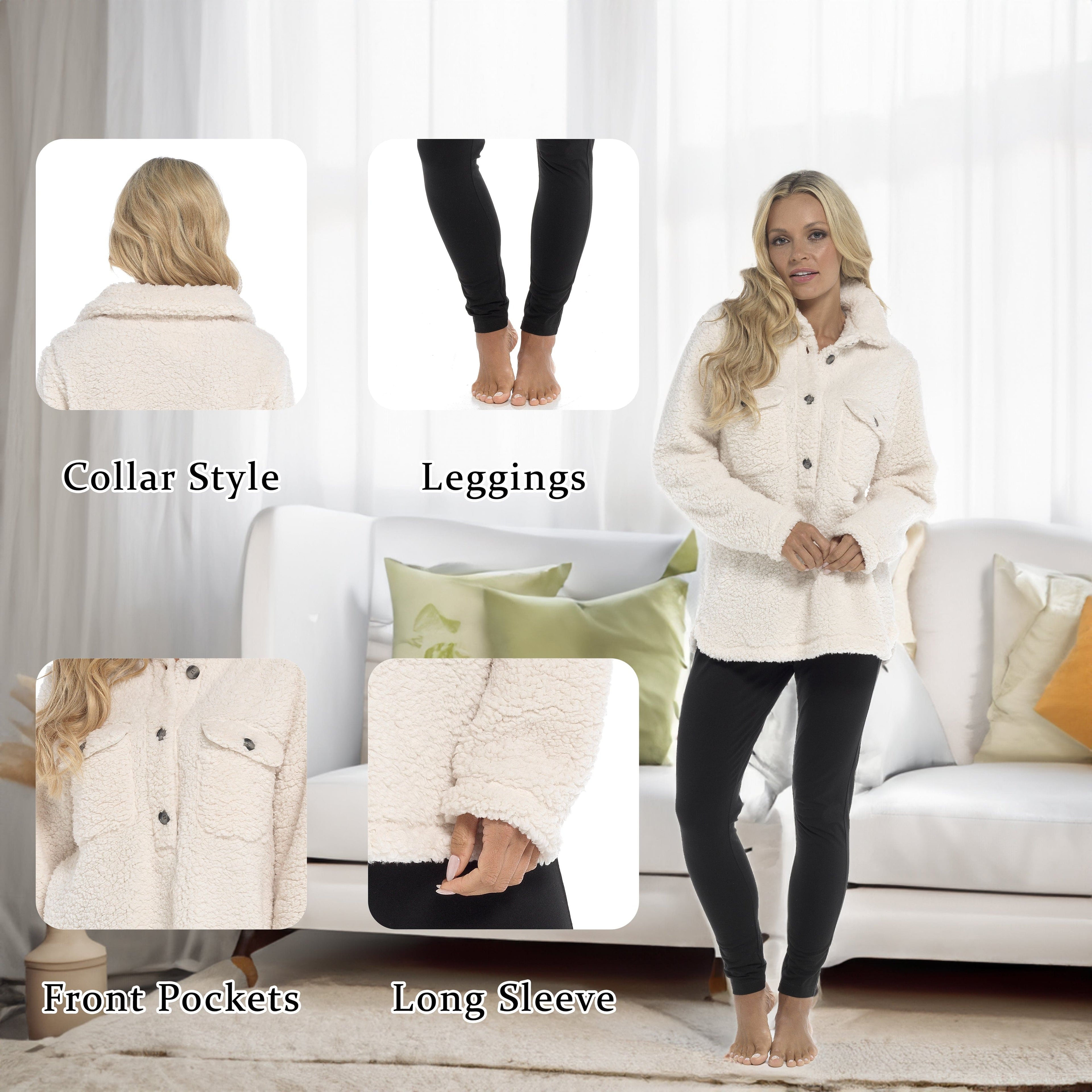 OLIVIA ROCCO Women's Sherpa Loungewear Set – Soft Top and Leggings PJs