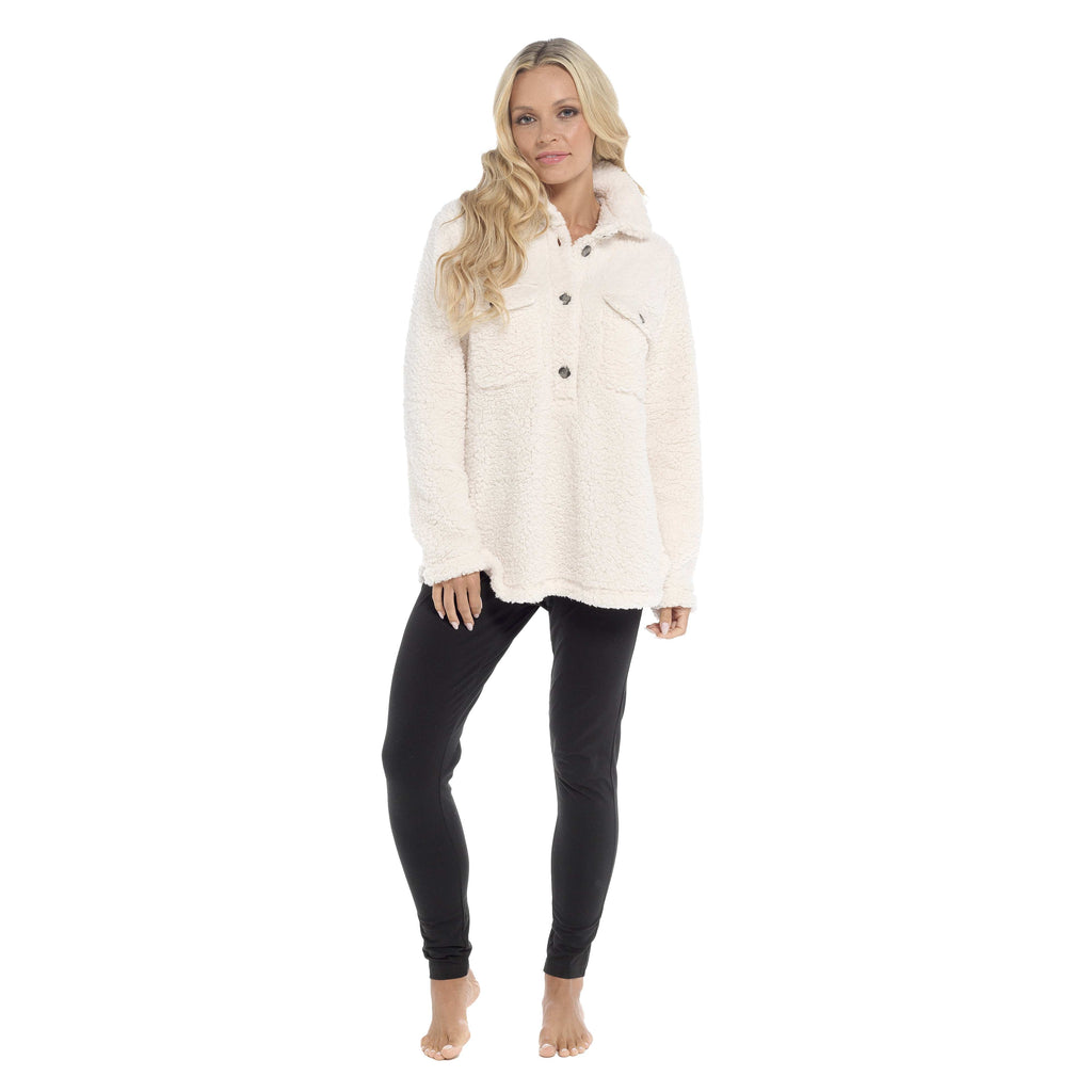 OLIVIA ROCCO Women's Sherpa Loungewear Set – Soft Top and Leggings PJs