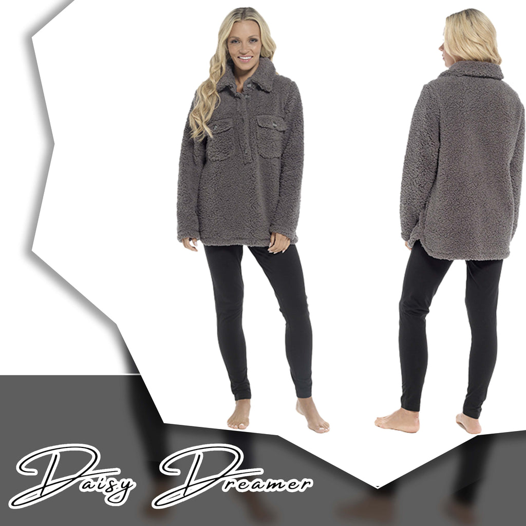 OLIVIA ROCCO Women's Sherpa Loungewear Set – Soft Top and Leggings PJs